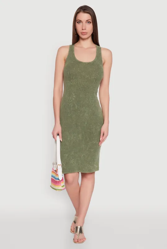 Trendy Mineral Wash Scoop Neck Racerback Tank Dress sold by Rainbow