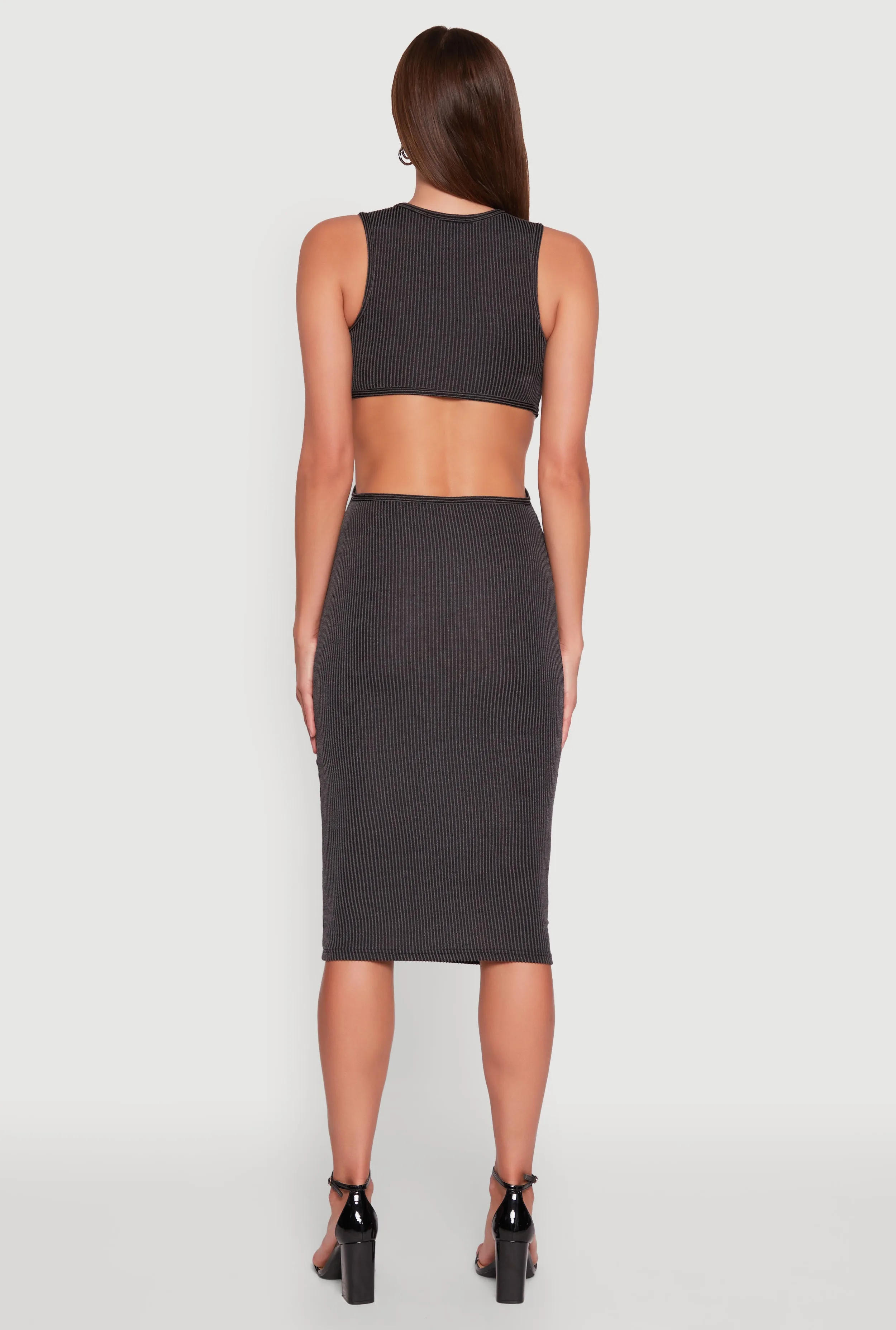 Chic Ribbed Knit Keyhole Back Midi Tank Dress sold by Rainbow product image thumbnail 5