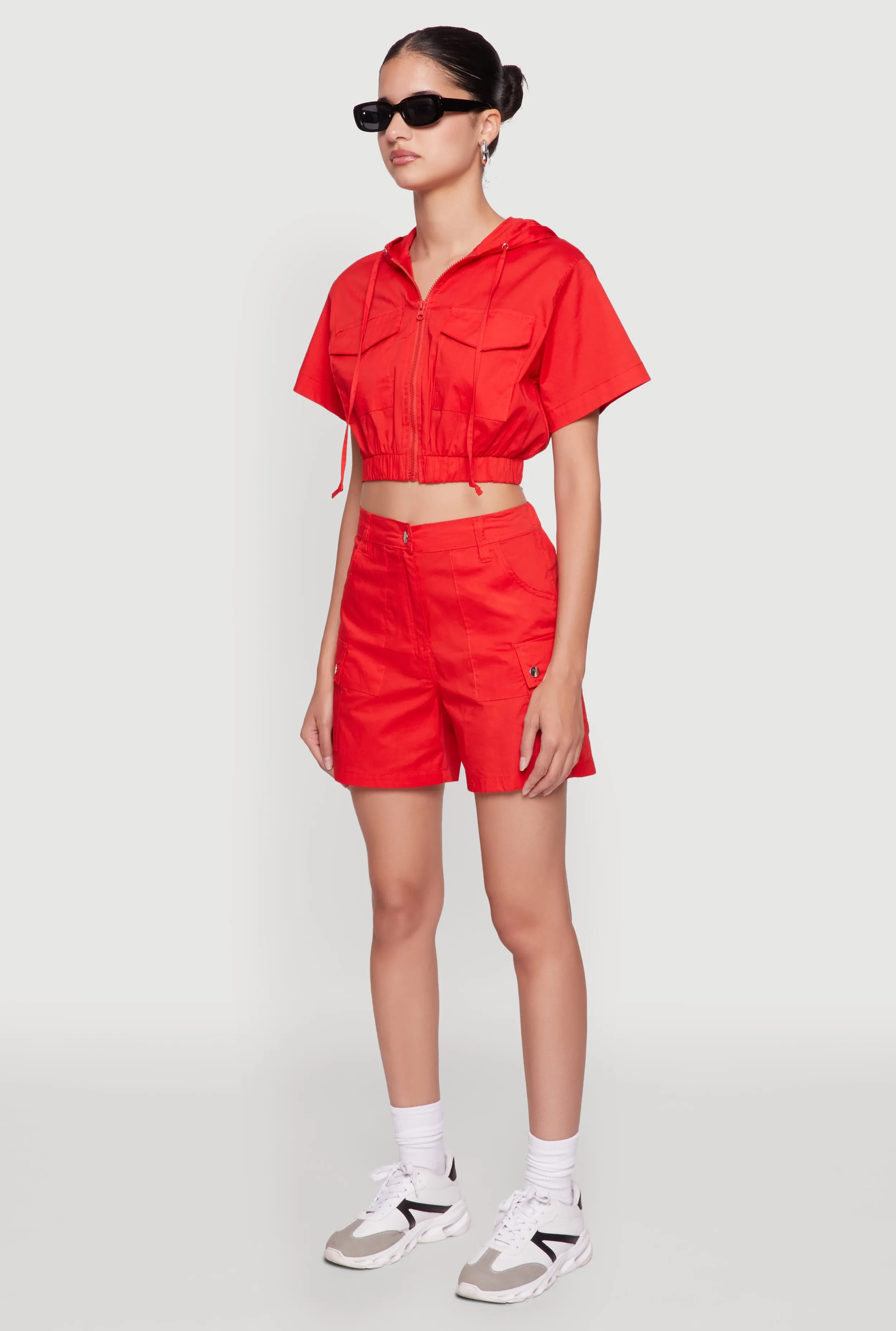 Cropped Zip Front Hooded Blouse sold by Rainbow product image thumbnail 5