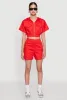 Cropped Zip Front Hooded Blouse sold by Rainbow