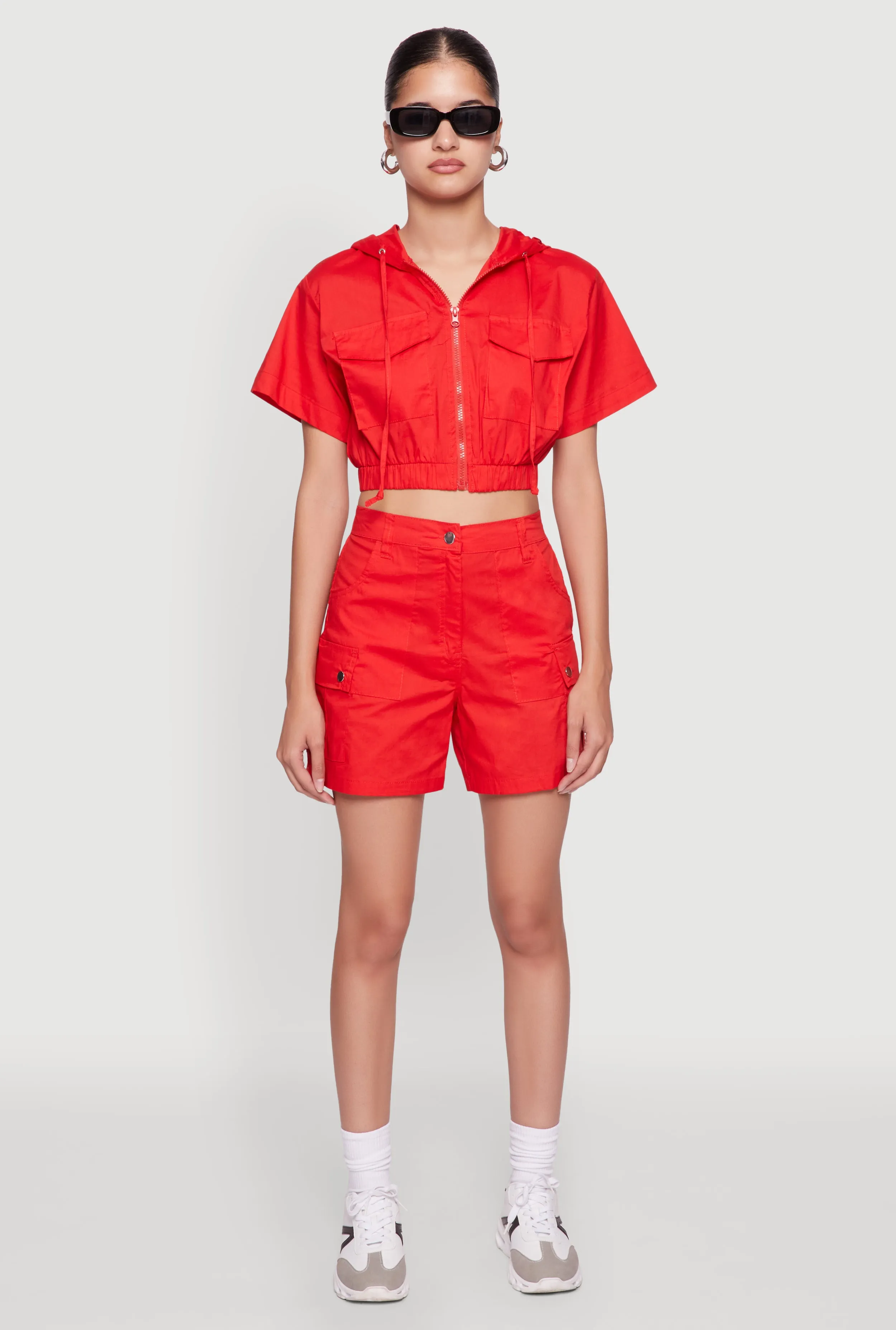 Cropped Zip Front Hooded Blouse sold by Rainbow product image thumbnail 3