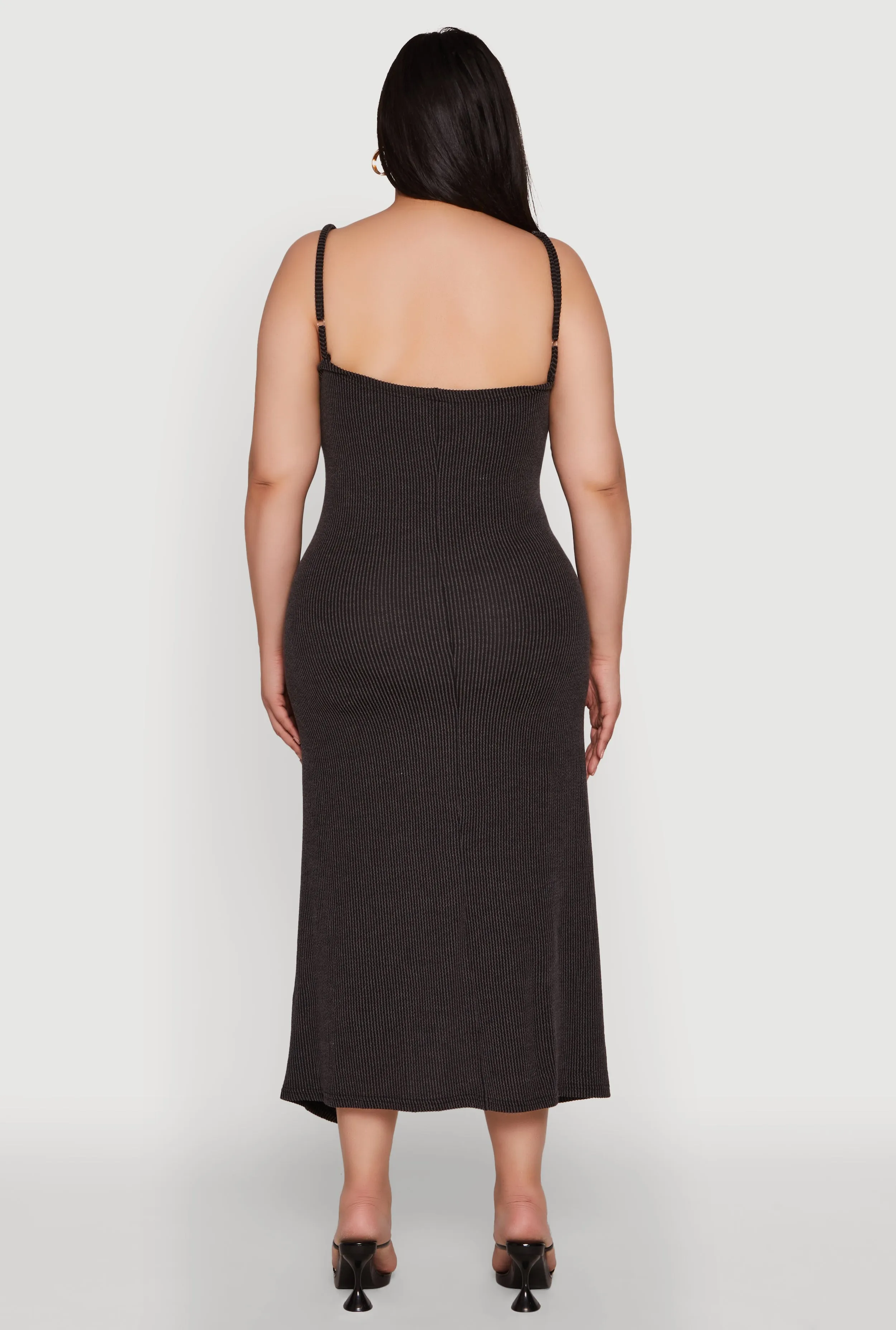 Plus Size Textured Knit Scoop Neck Spaghetti Strap Cami Dress sold by Rainbow product image thumbnail 5