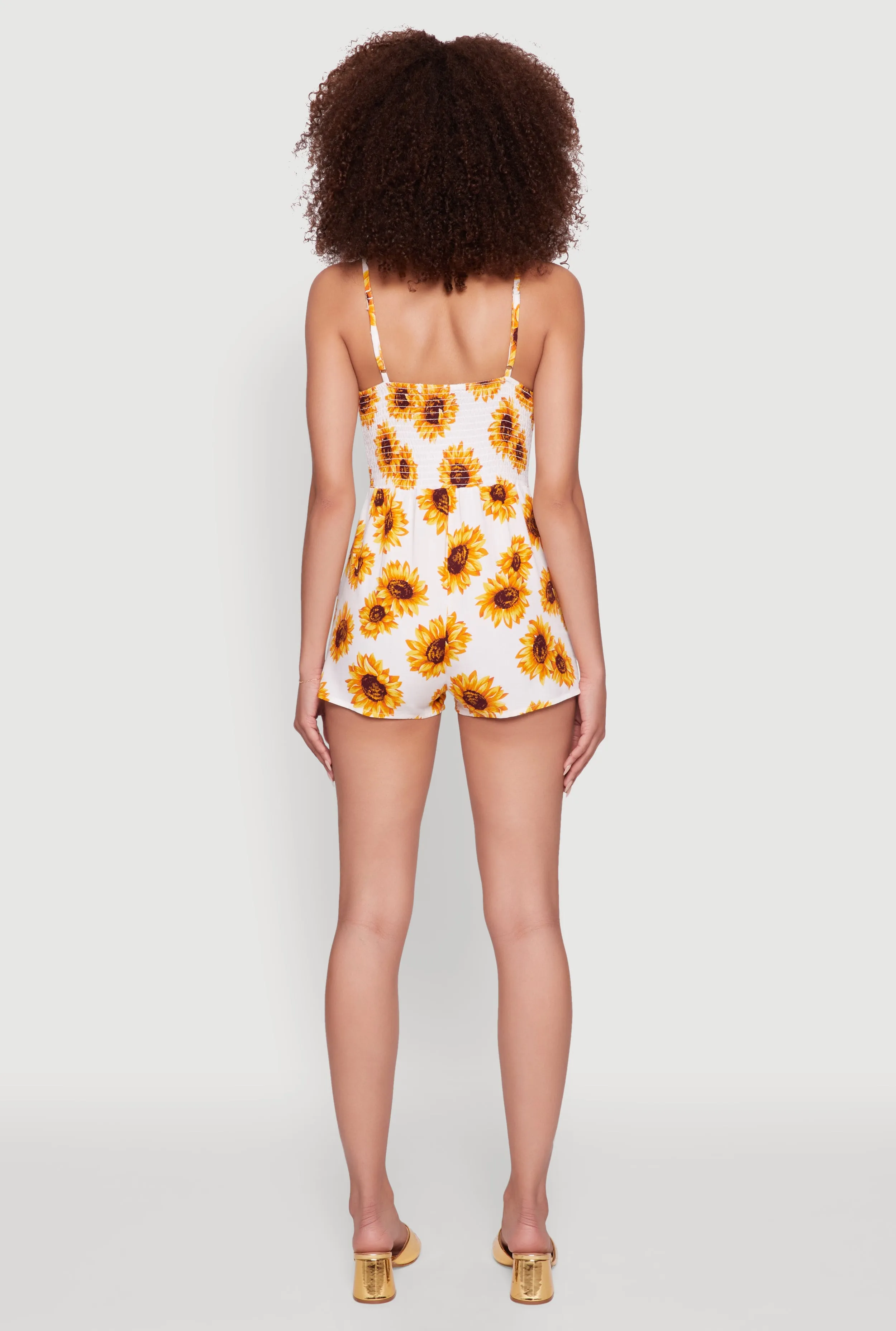 Sunflower Print Sleeveless Romper with Padded Cups sold by Rainbow product image thumbnail 5