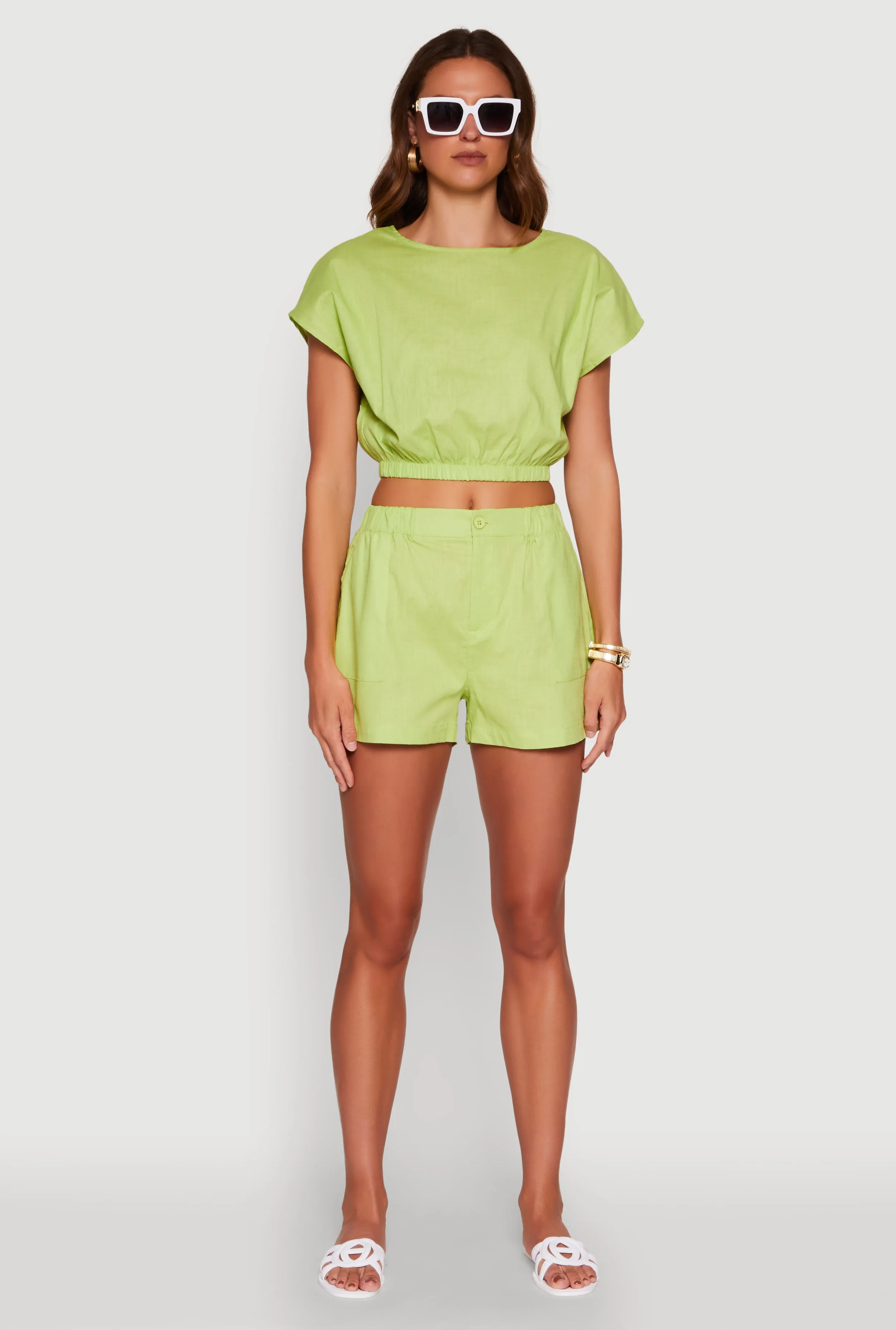 Chic High Waisted Shorts with Pockets sold by Rainbow