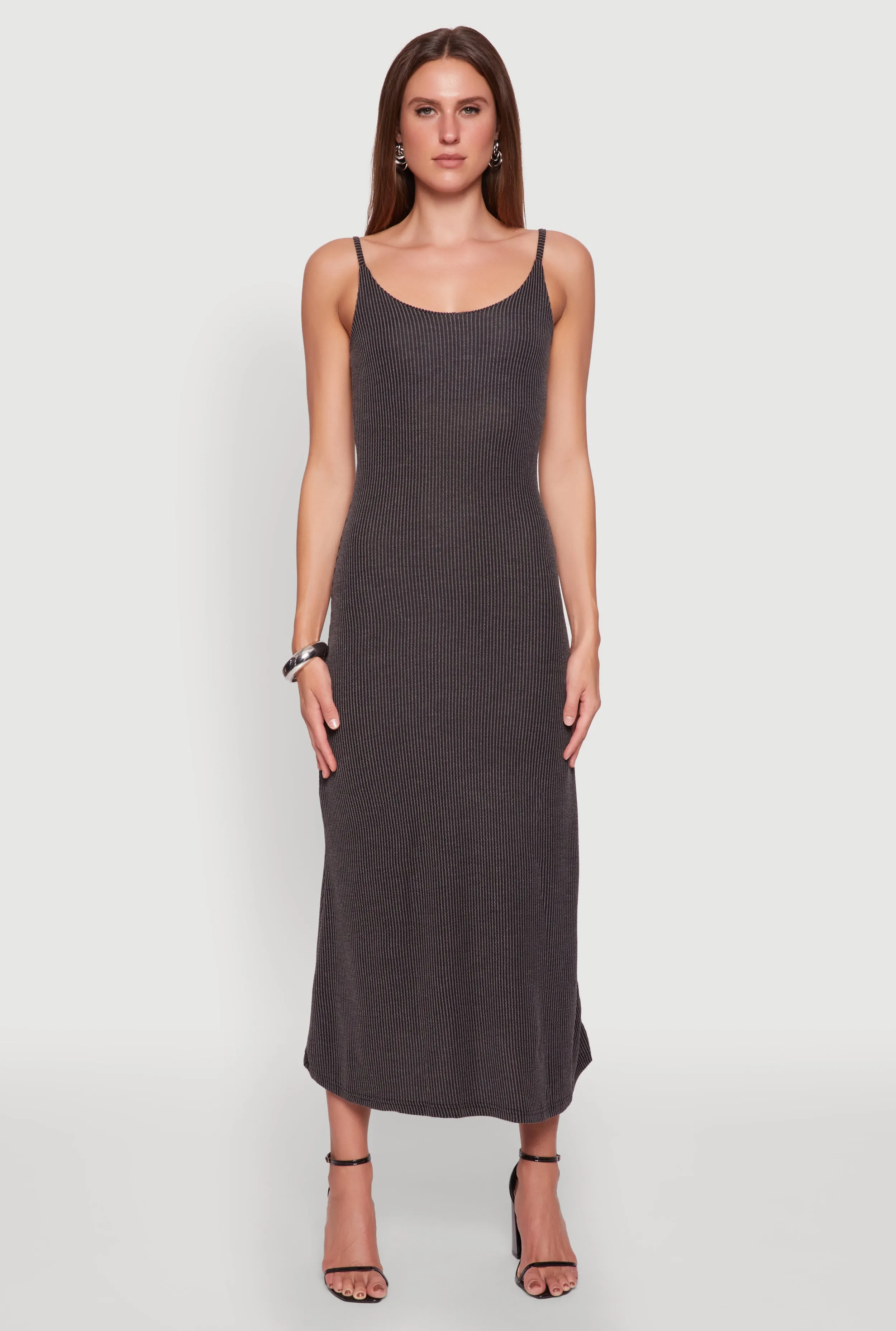 Elegant Scoop Neck Ribbed Knit Cami Dress sold by Rainbow product image thumbnail 2