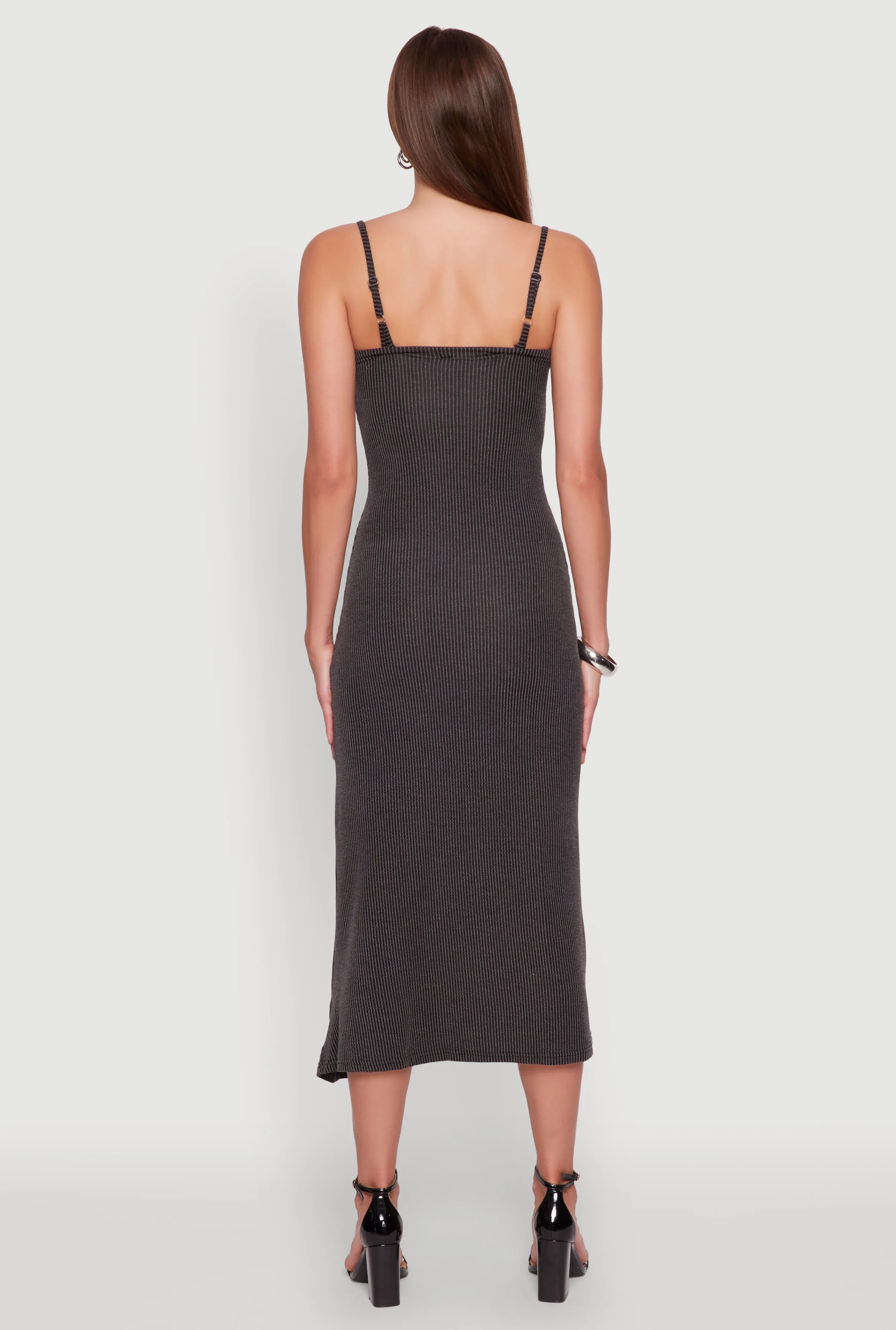 Elegant Scoop Neck Ribbed Knit Cami Dress sold by Rainbow product image thumbnail 5