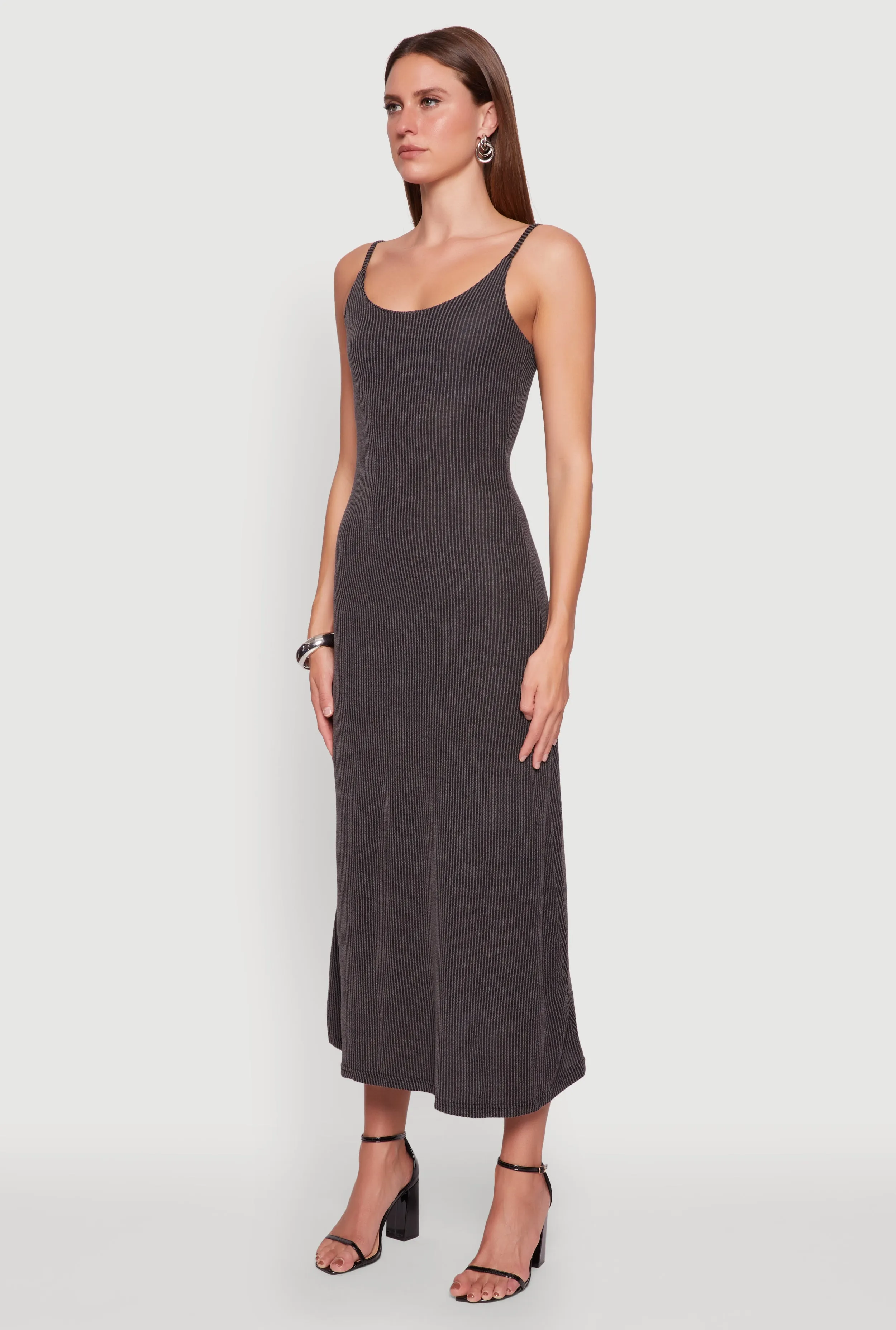 Elegant Scoop Neck Ribbed Knit Cami Dress sold by Rainbow product image thumbnail 3