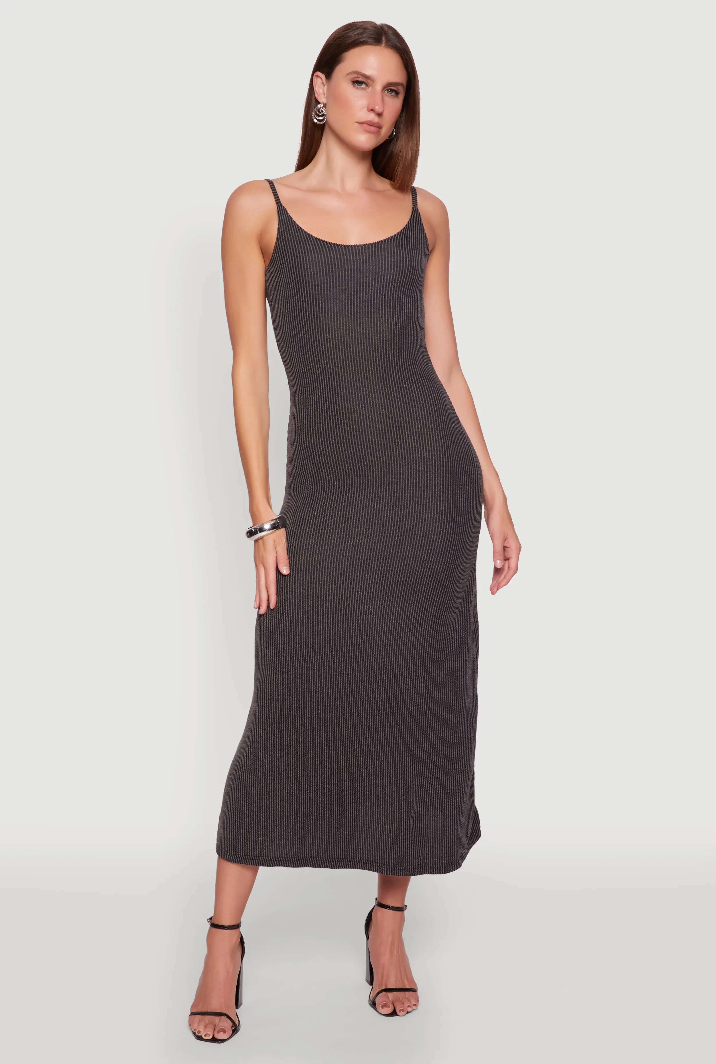 Elegant Scoop Neck Ribbed Knit Cami Dress sold by Rainbow