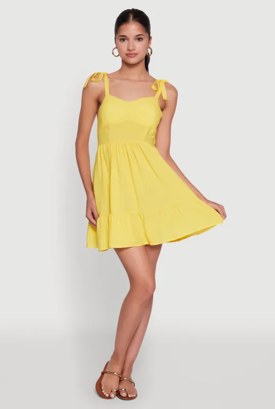 Chic Sundress with Tie Straps and Sweetheart Neckline sold by Rainbow