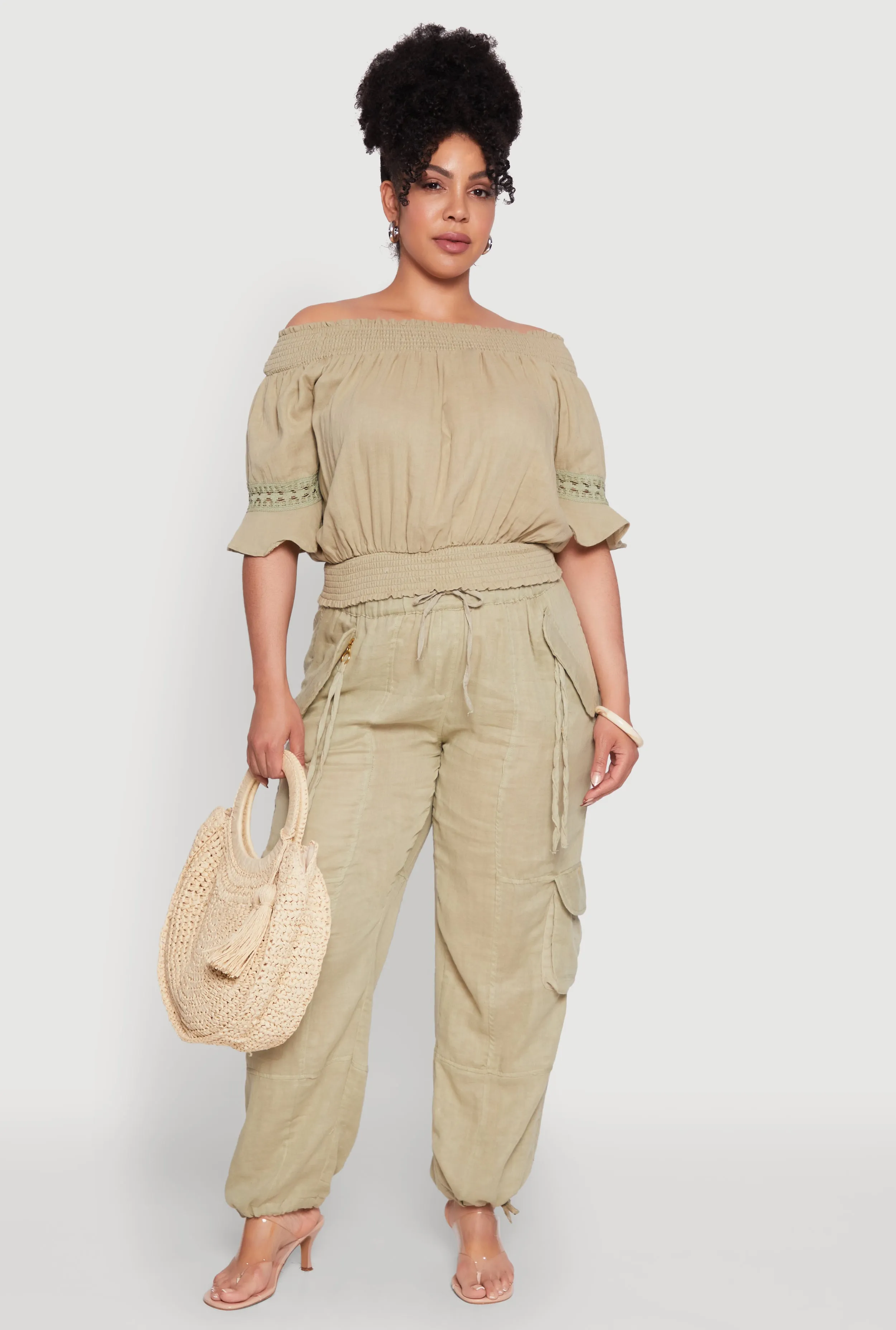 Plus Size Stylish Zip Cargo Pocket Joggers sold by Rainbow