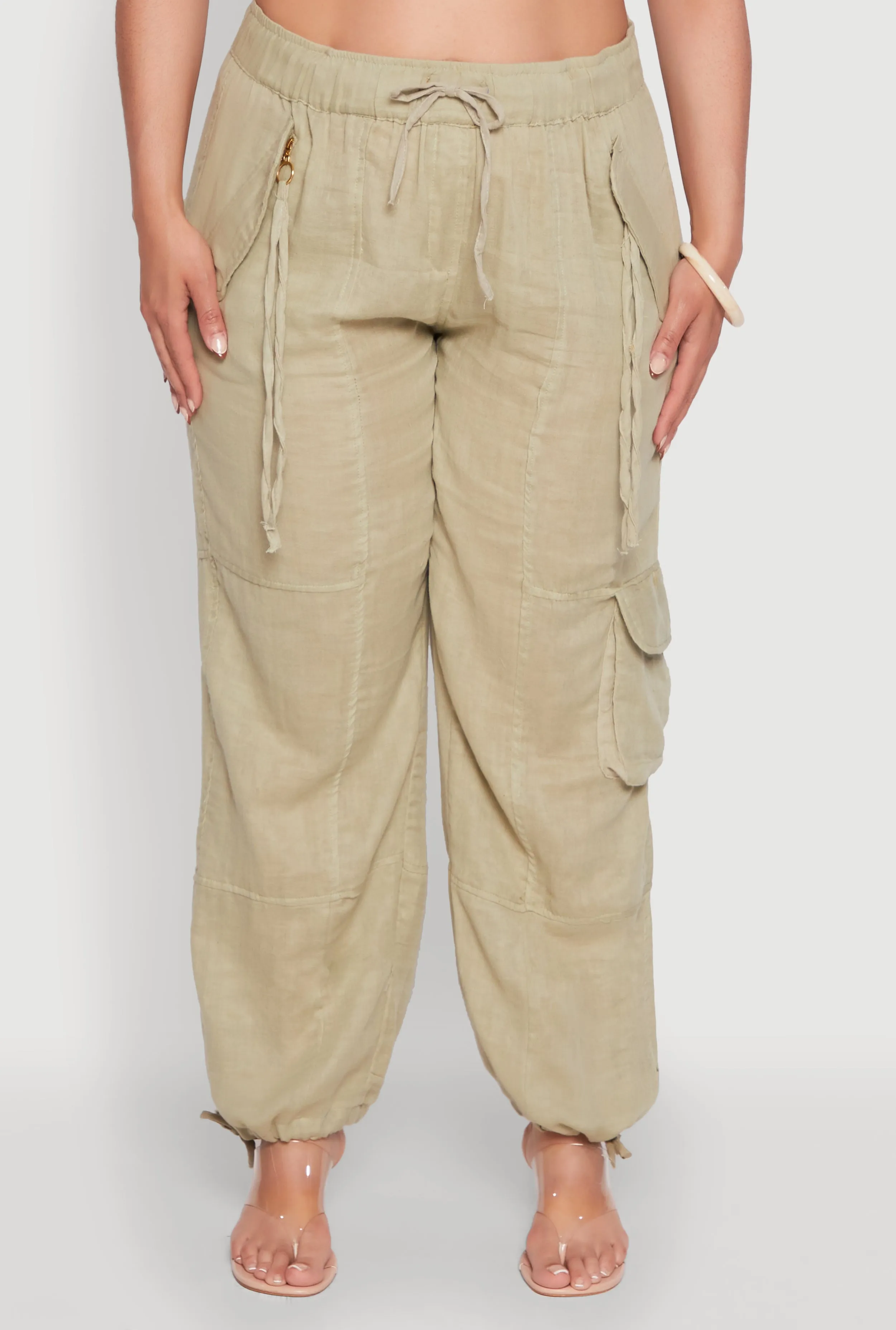 Plus Size Stylish Zip Cargo Pocket Joggers sold by Rainbow product image thumbnail 3