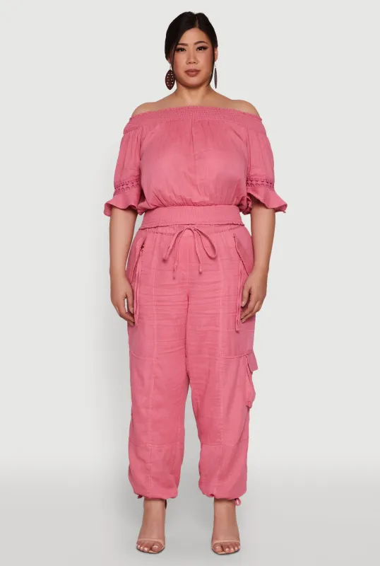 Plus Size Stylish Zip Cargo Pocket Joggers sold by Rainbow