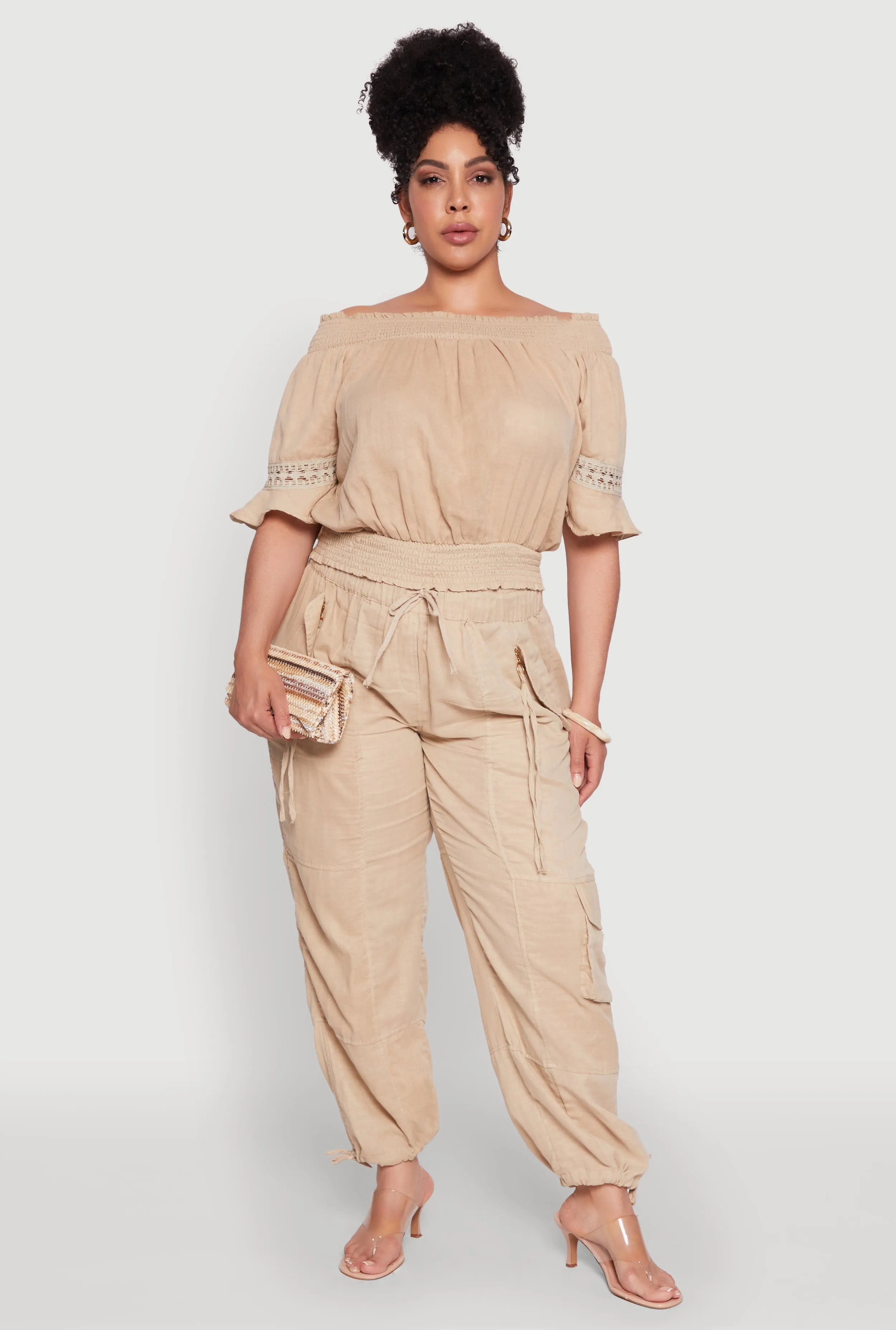 Plus Size Stylish Zip Cargo Pocket Joggers sold by Rainbow