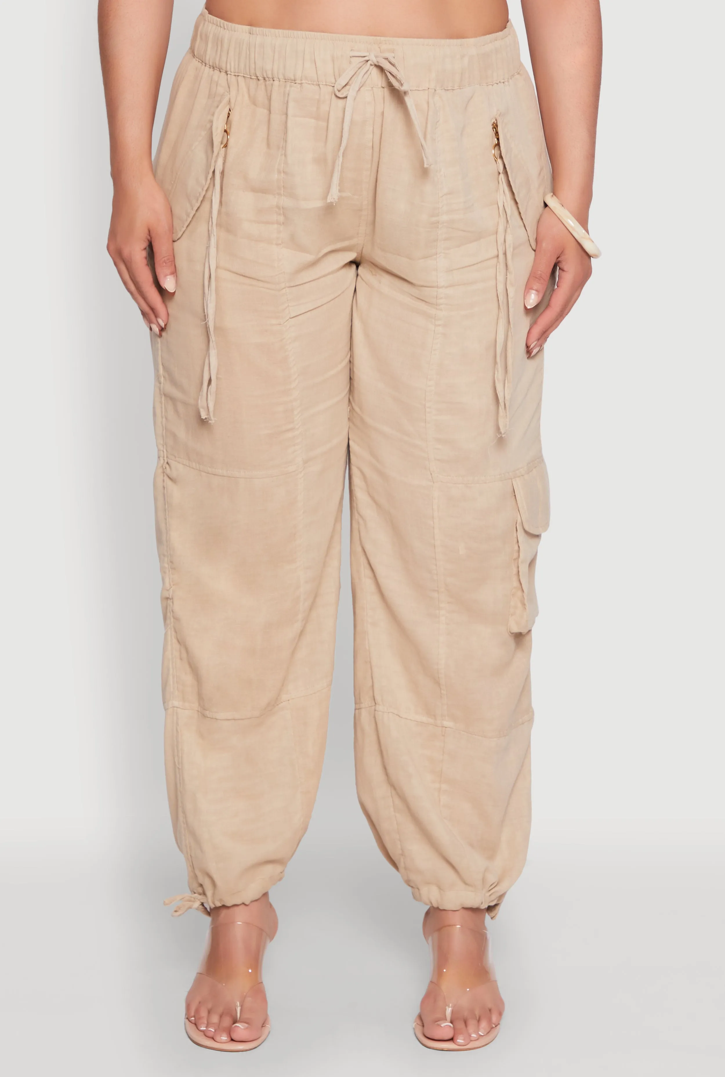 Plus Size Stylish Zip Cargo Pocket Joggers sold by Rainbow product image thumbnail 3