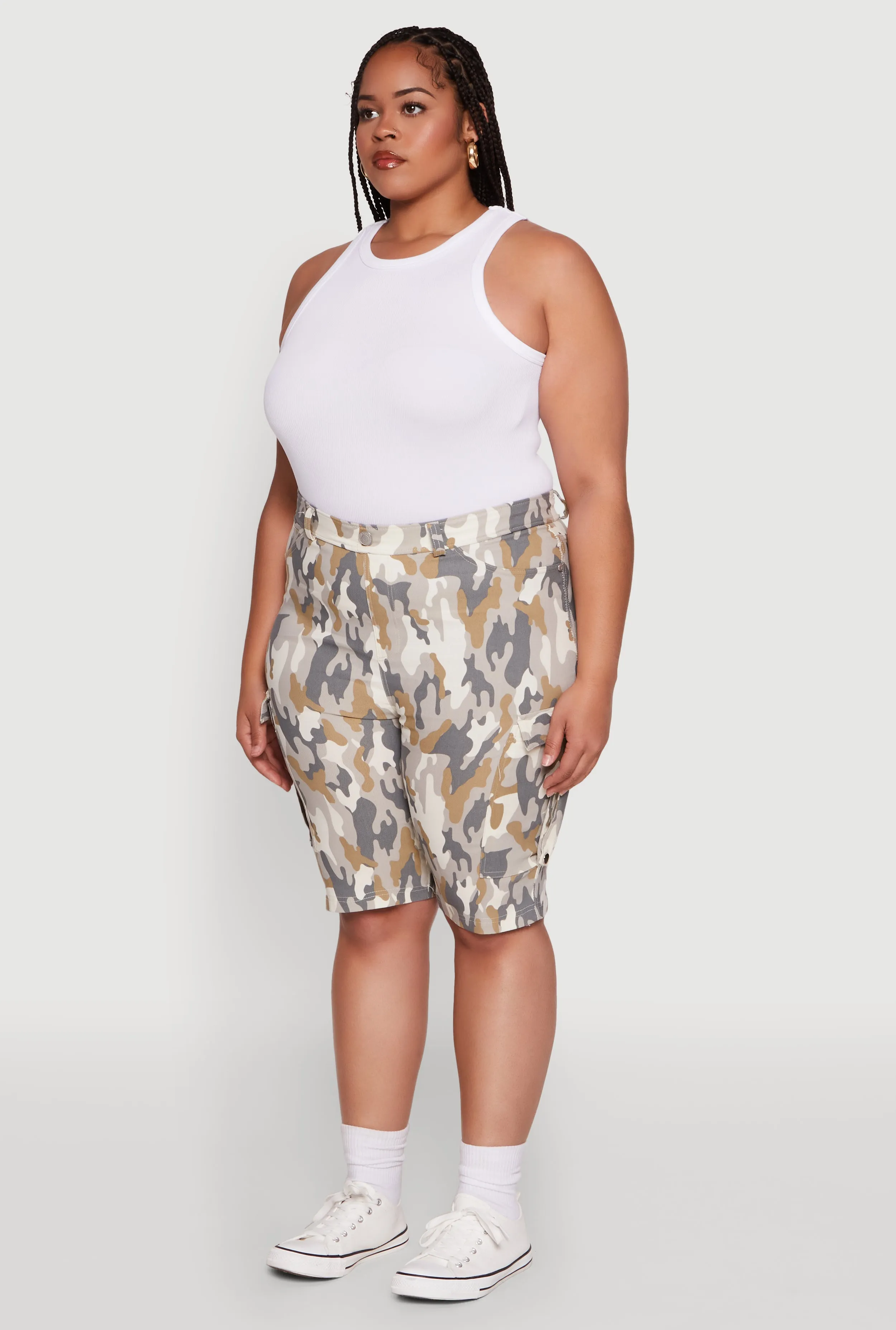 Plus Size Patterned Pull On Cargo Bermuda Shorts sold by Rainbow product image thumbnail 3