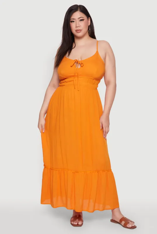 Plus Size Tiered Scoop Neck Maxi Dress sold by Rainbow