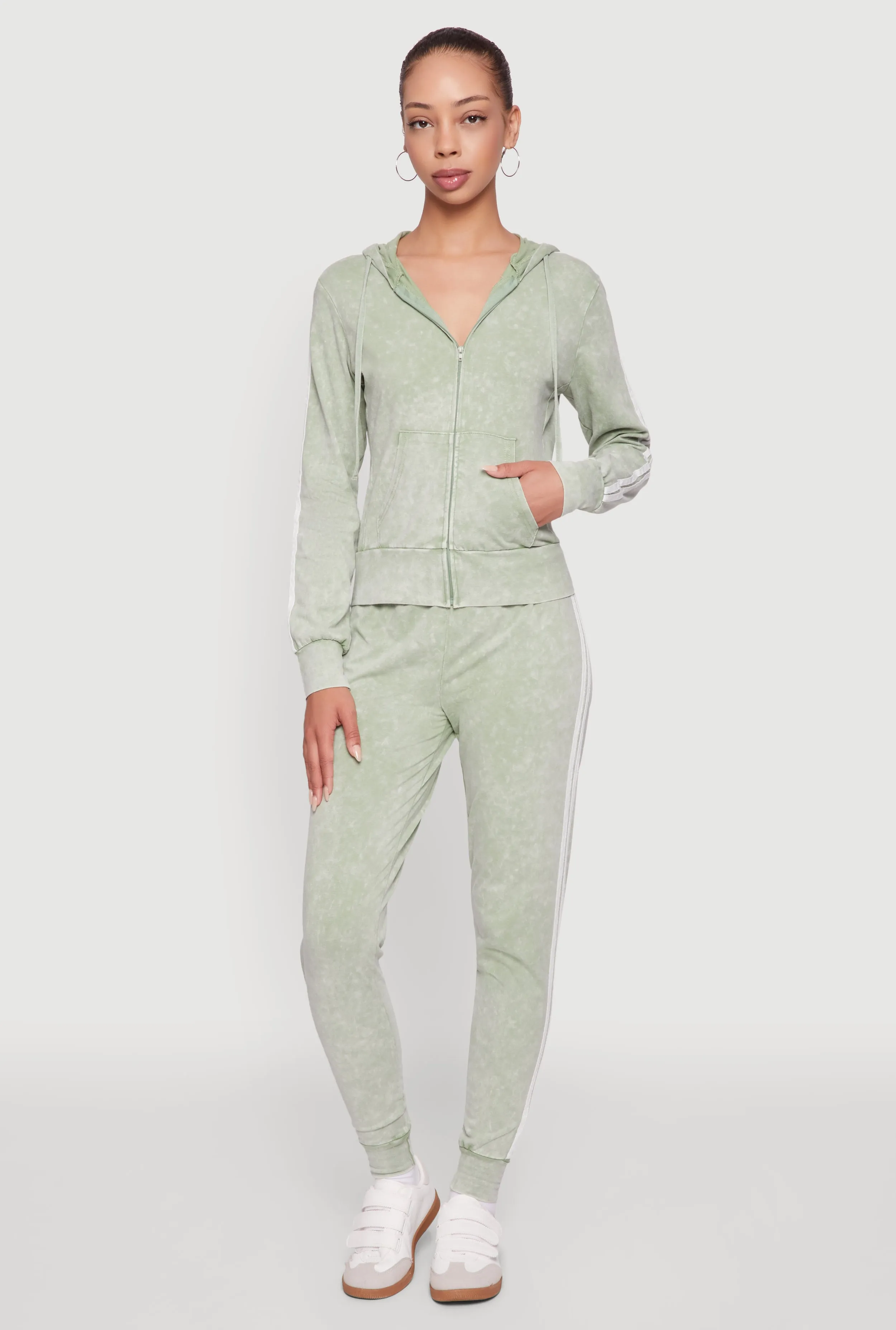 Daisy Mineral Wash Drawstring Waist Varsity Stripe Joggers sold by Rainbow