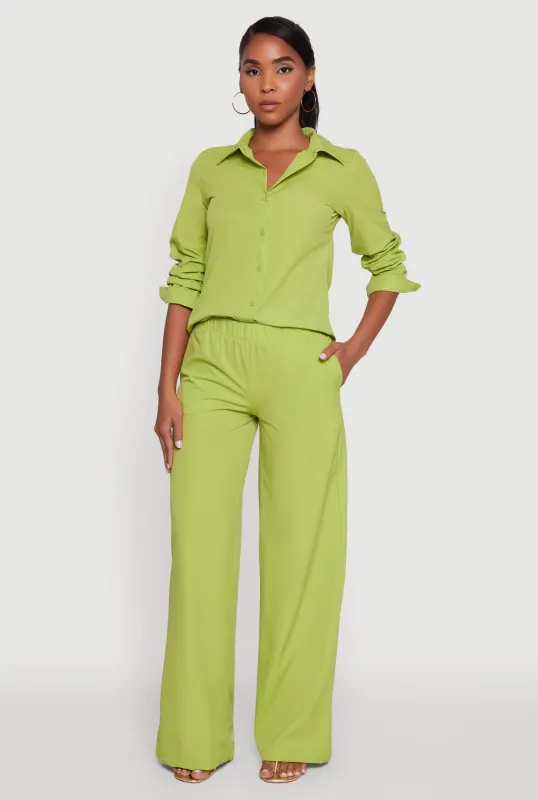 Daisy Nylon High Waisted Wide Leg Pants sold by Rainbow