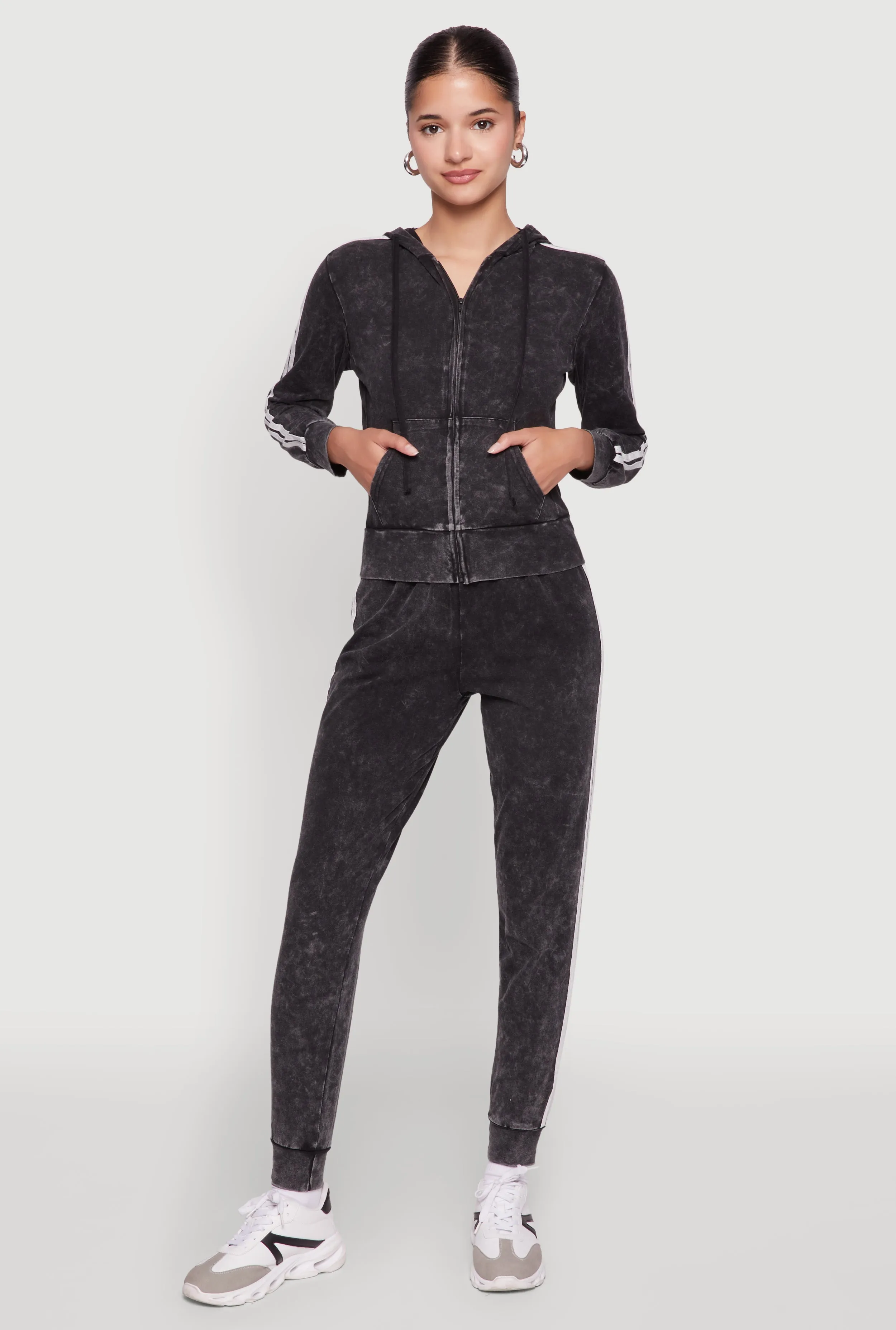 Daisy Mineral Wash Drawstring Waist Varsity Stripe Joggers sold by Rainbow