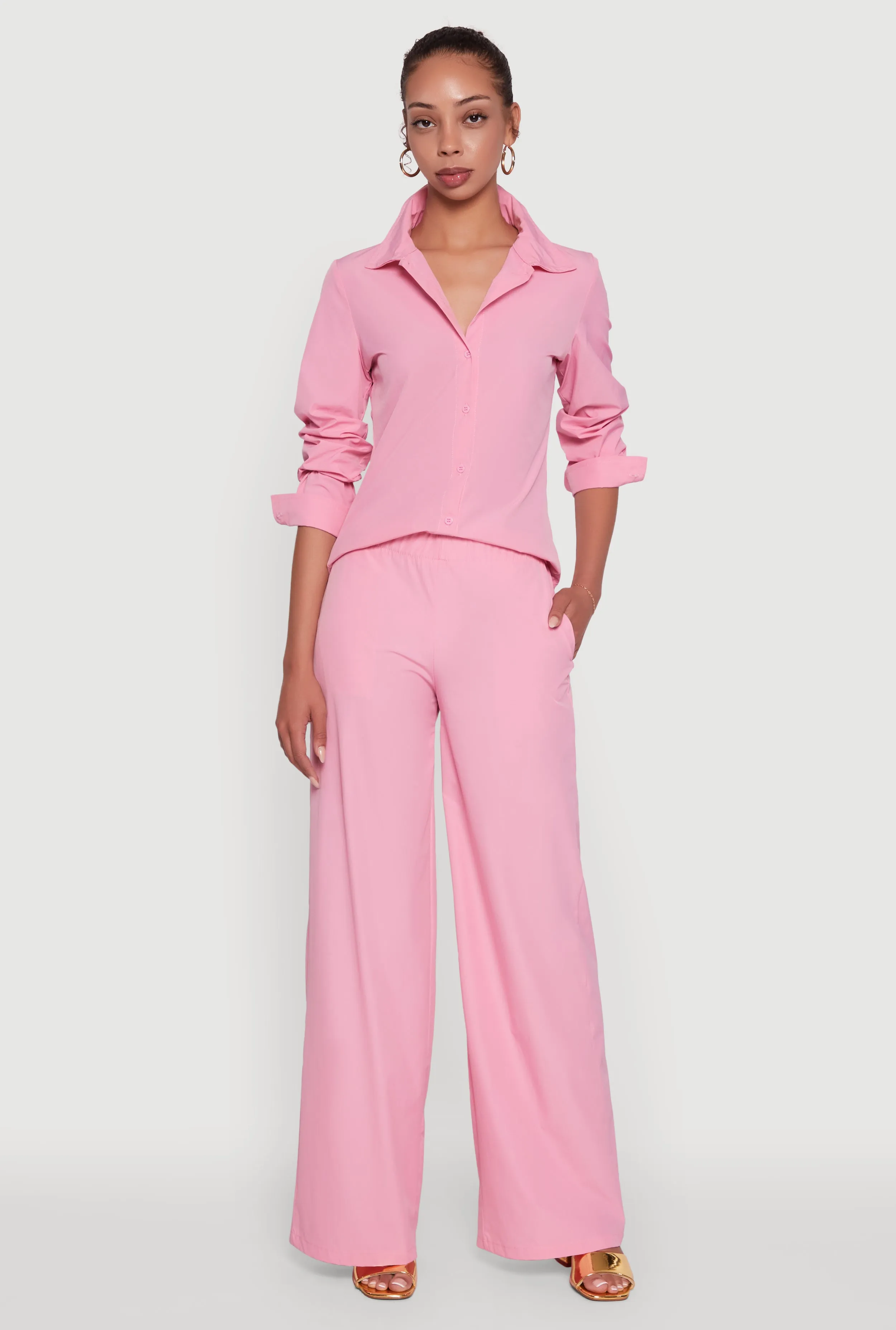 Daisy Nylon High Waisted Wide Leg Pants sold by Rainbow