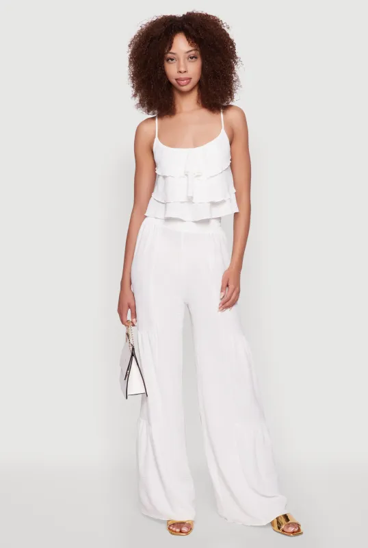 Elegant Tiered High Waisted Wide Leg Dress Pants sold by Rainbow