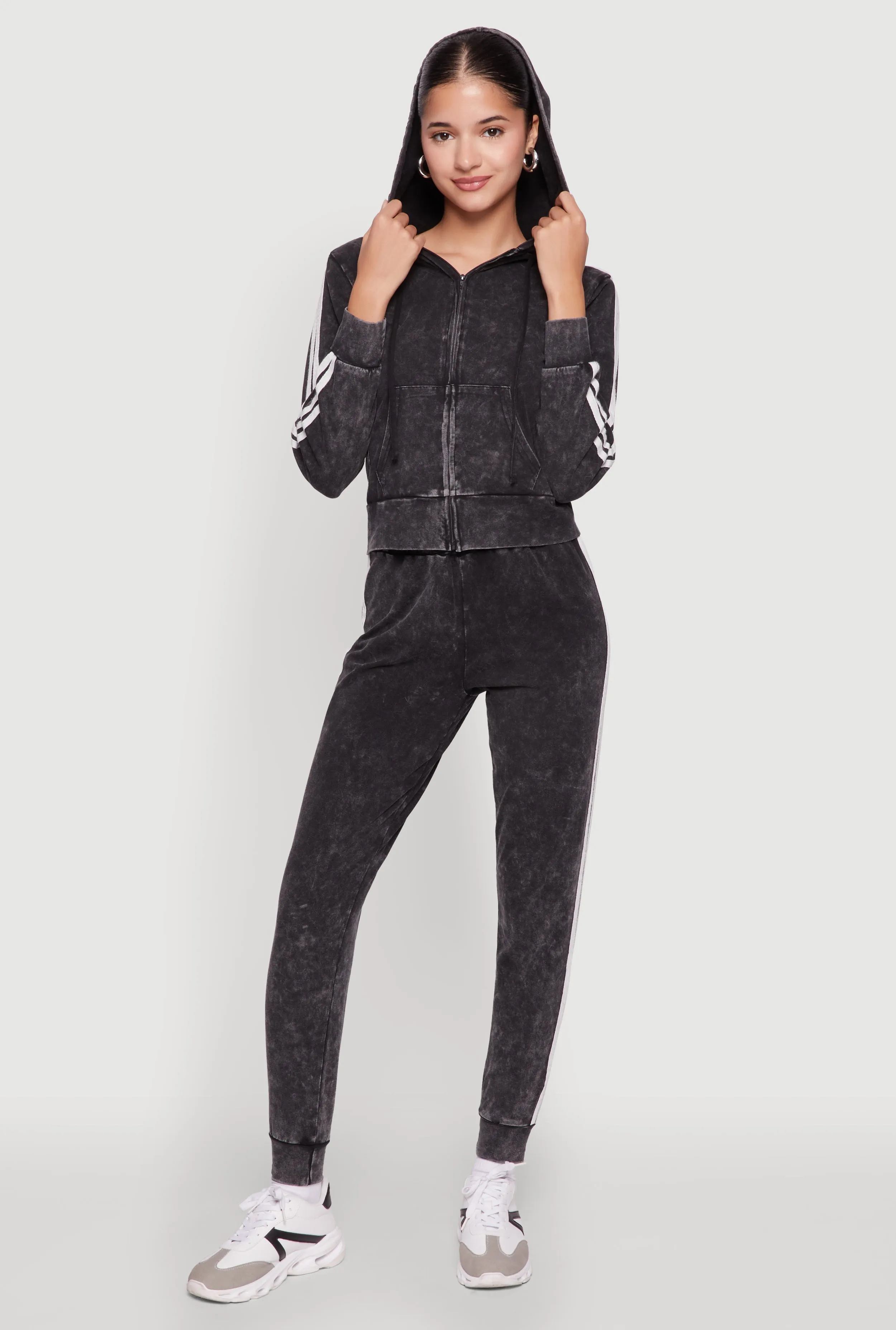 Daisy Mineral Wash Varsity Stripe Hooded Sweatshirt sold by Rainbow product image thumbnail 2