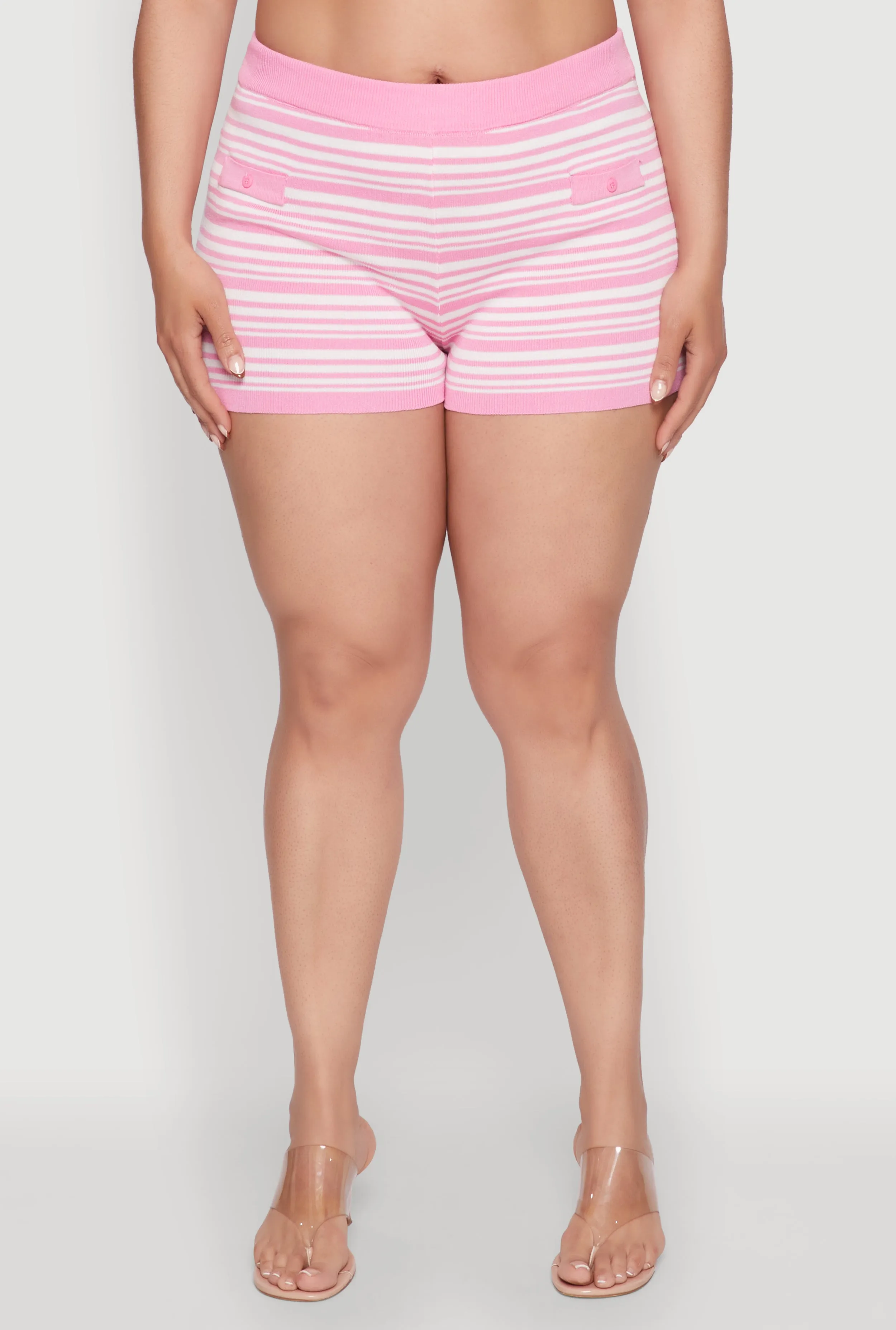 Plus Size Daisy Striped Button Detail Shorts sold by Rainbow product image thumbnail 3
