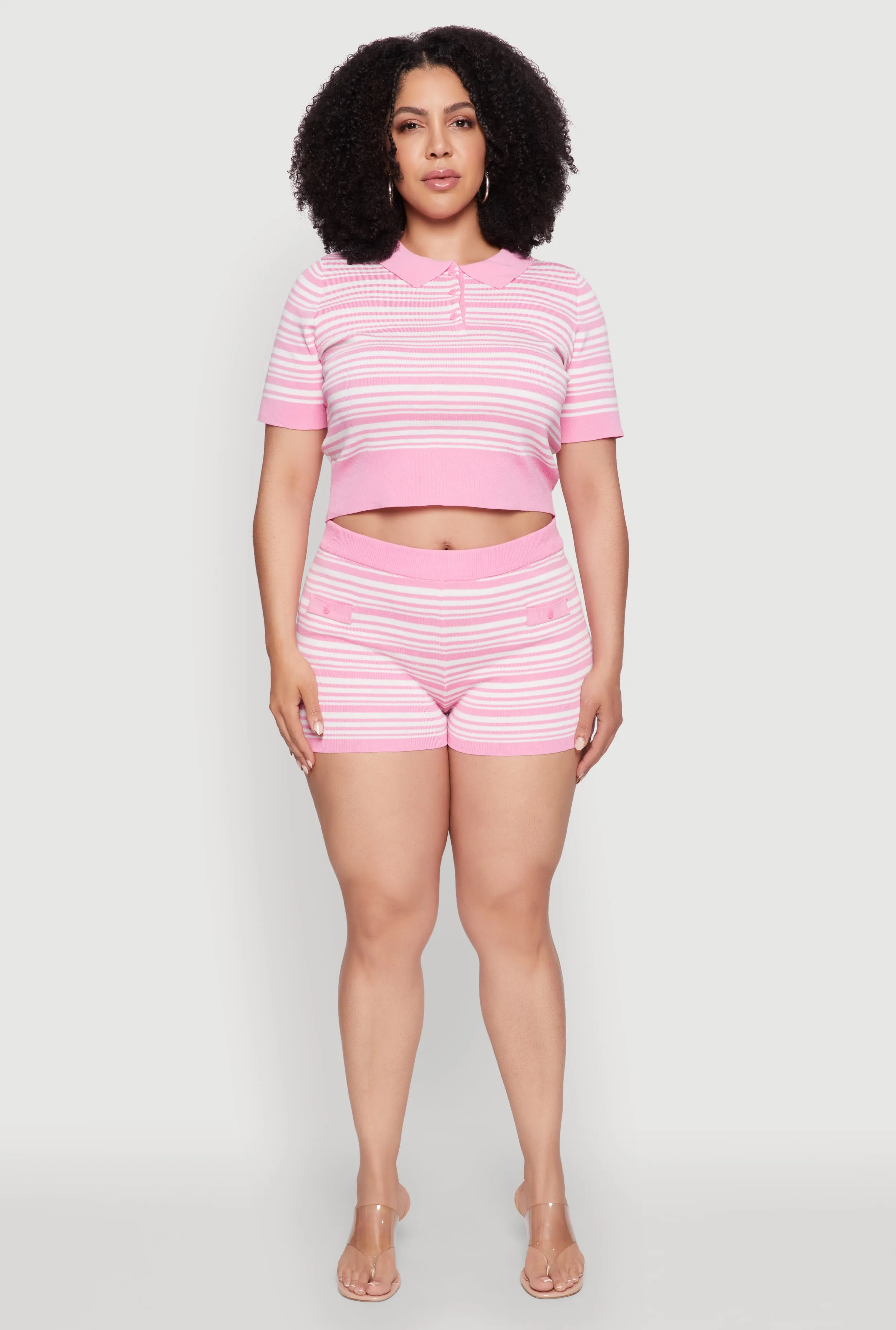Plus Size Daisy Striped Button Detail Shorts sold by Rainbow product image thumbnail 2