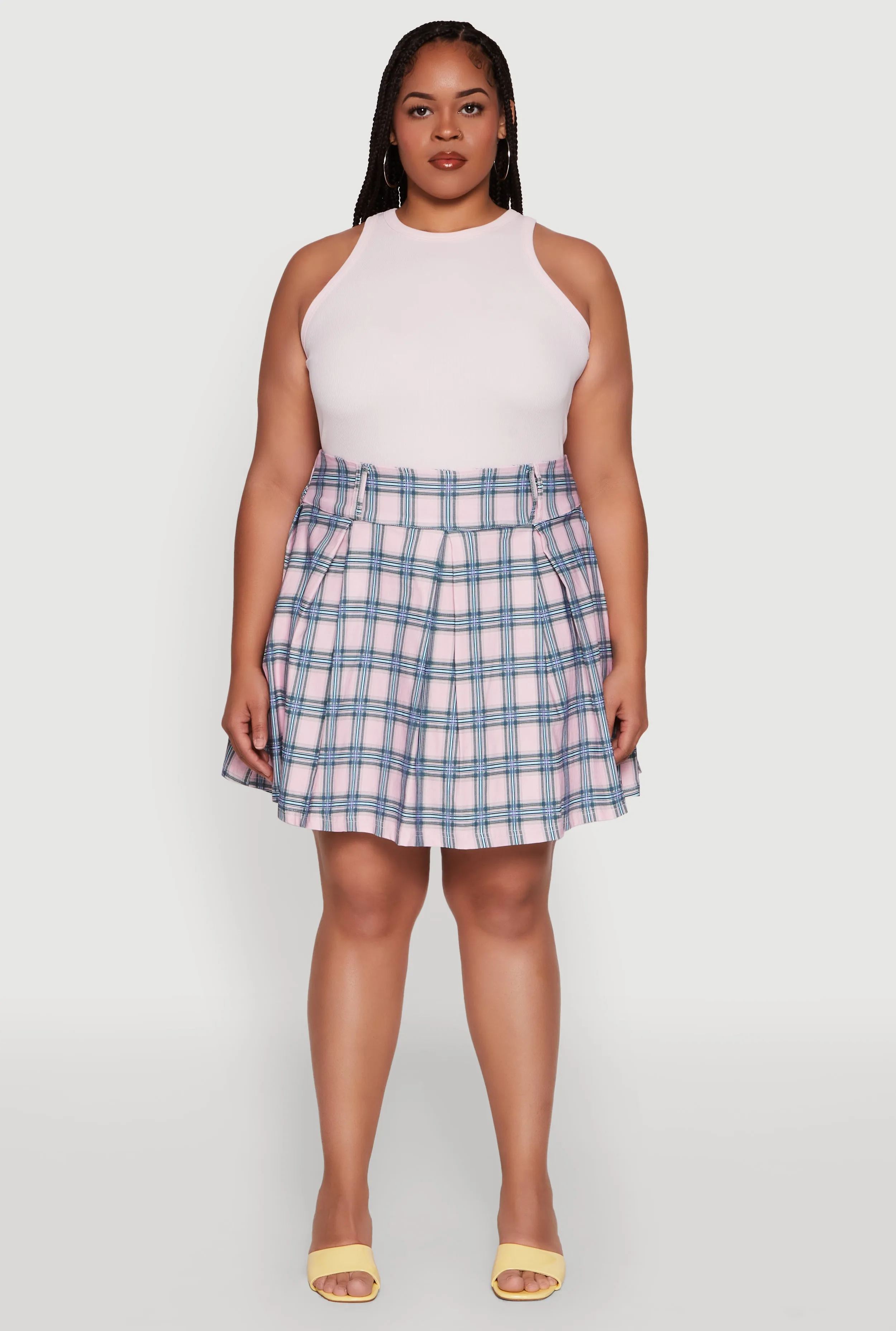Plus Size Trendy Plaid High Waist Pleated Skirt sold by Rainbow product image thumbnail 2