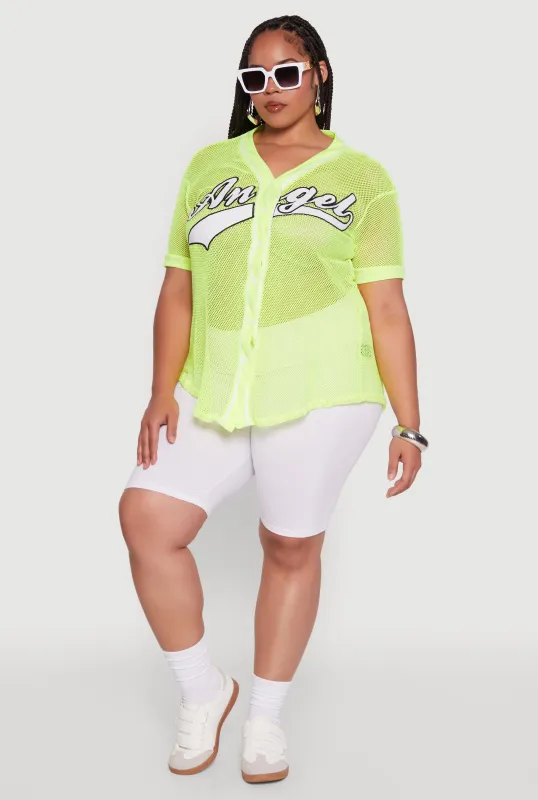 Plus Size Angel Graphic Short Sleeve V Neck Baseball Shirt sold by Rainbow