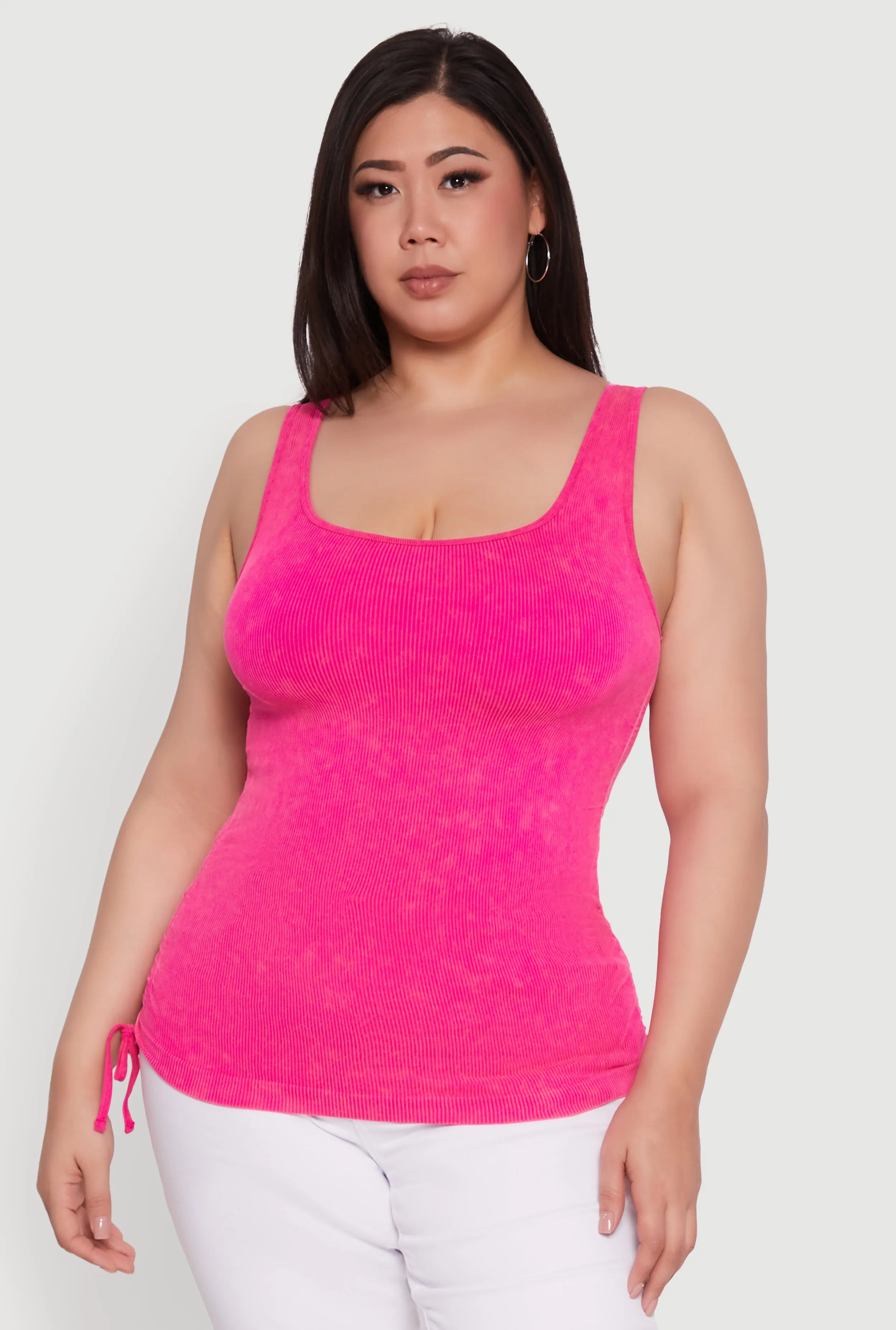 Plus Size Trendy Mineral Wash Side Ruched Tank Top sold by Rainbow product image thumbnail 2