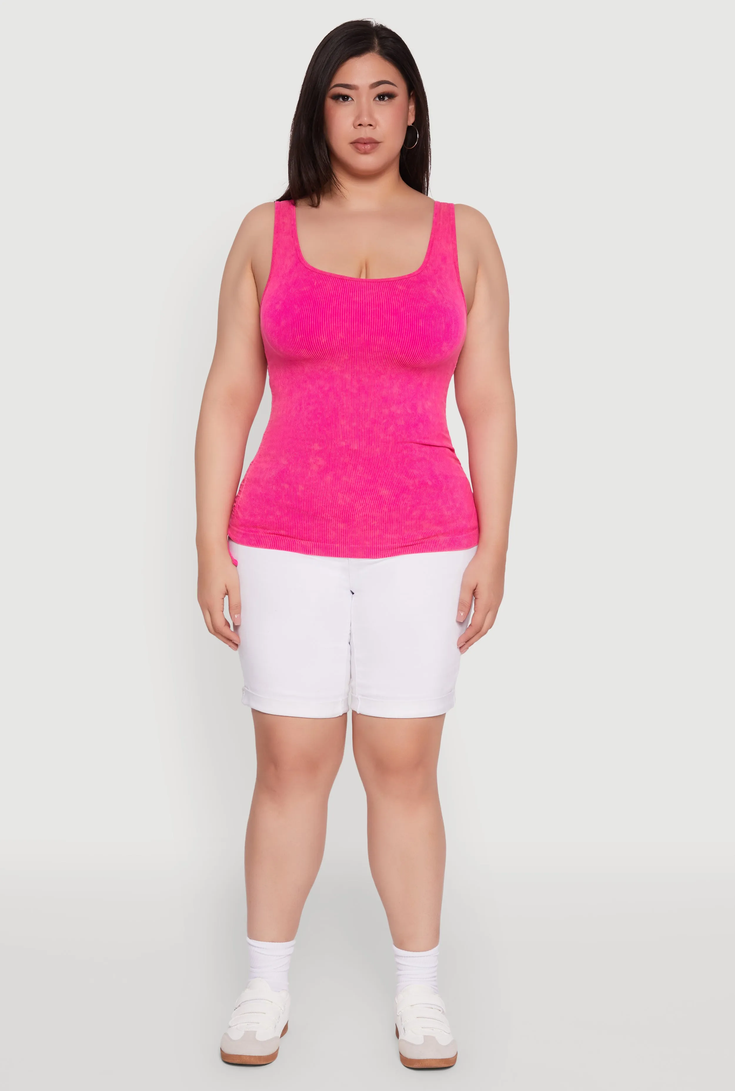 Plus Size Trendy Mineral Wash Side Ruched Tank Top sold by Rainbow product image thumbnail 3