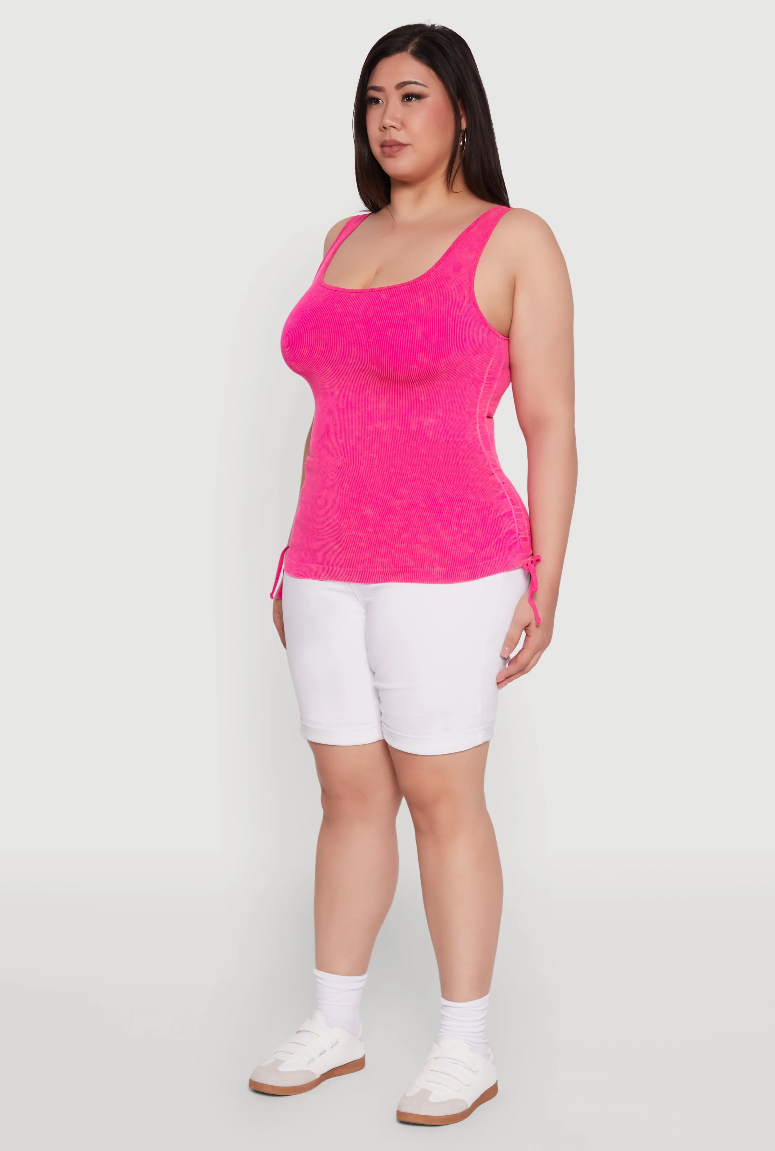 Plus Size Trendy Mineral Wash Side Ruched Tank Top sold by Rainbow product image thumbnail 5