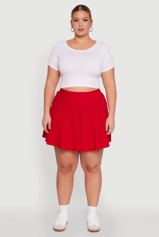 Plus Size Chic High Waisted Mini Pleated Skirt sold by Rainbow