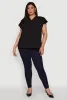 Plus Size Chic V Neck Flutter Sleeve Blouse sold by Rainbow