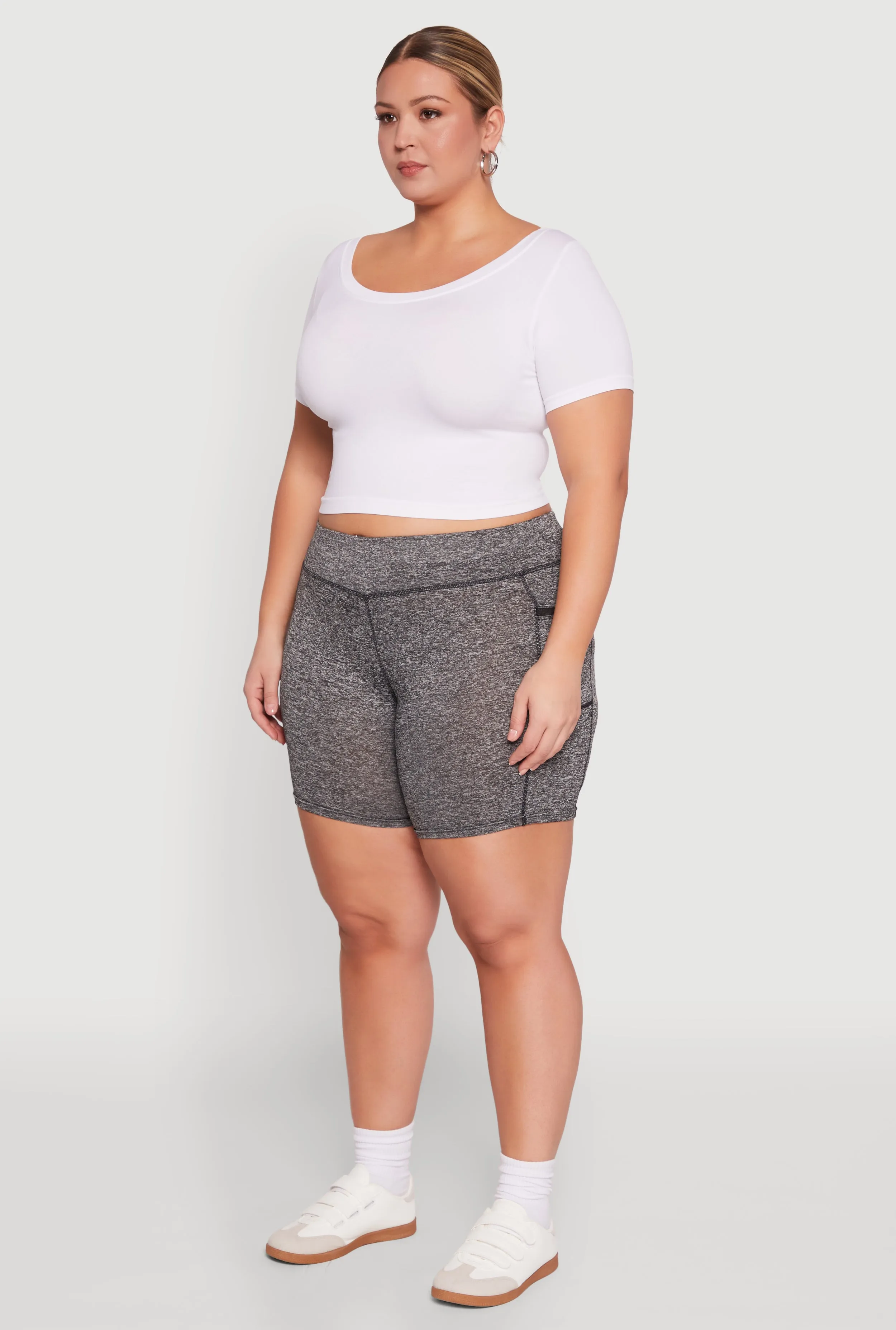 Plus Size High Waisted Biker Shorts with Cell Phone Pockets sold by Rainbow product image thumbnail 3