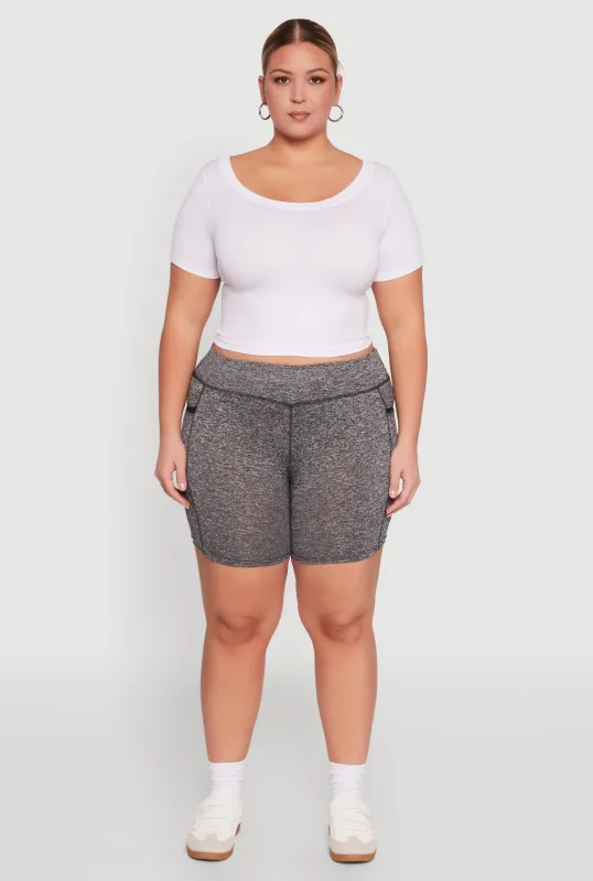 Plus Size High Waisted Biker Shorts with Cell Phone Pockets sold by Rainbow