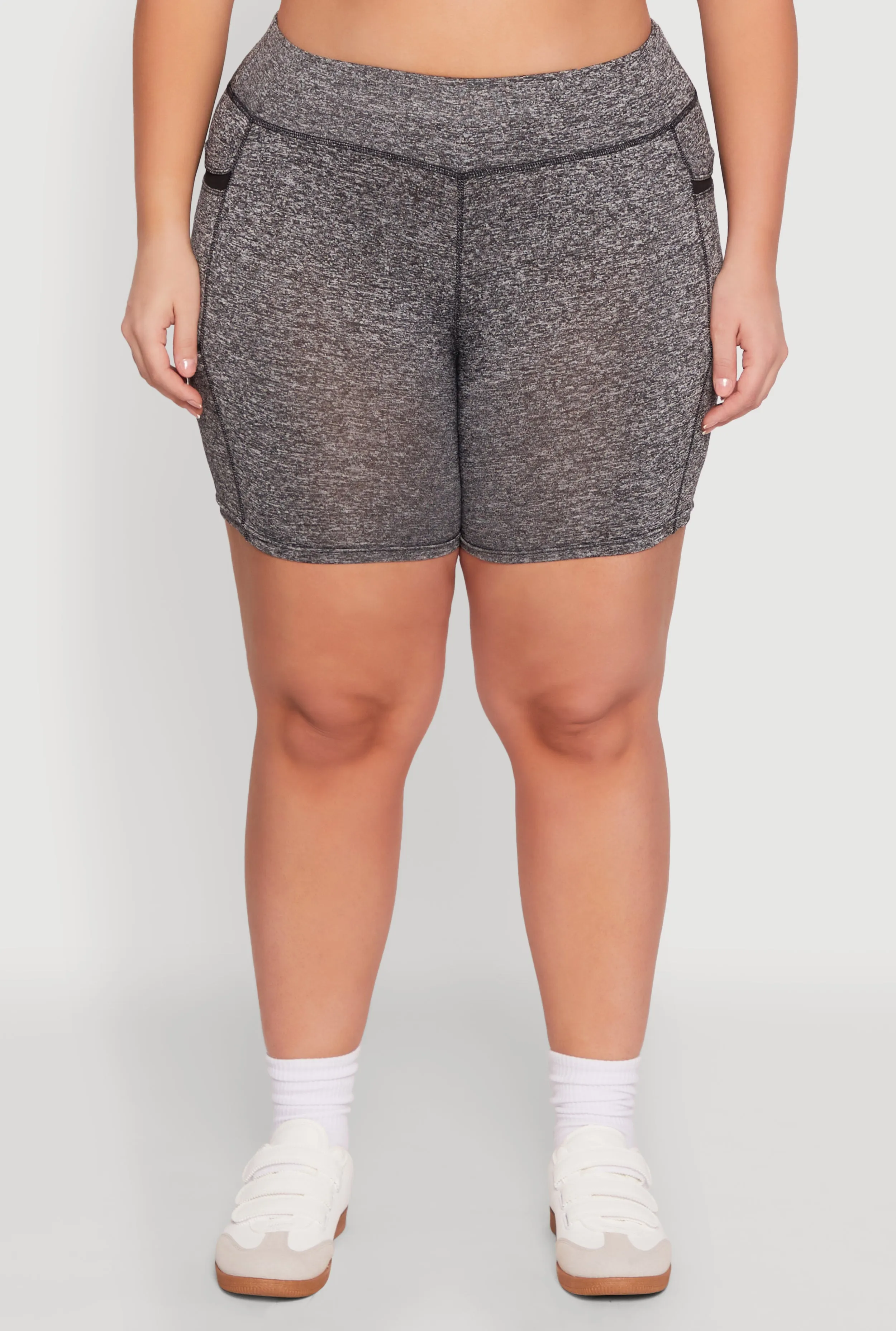 Plus Size High Waisted Biker Shorts with Cell Phone Pockets sold by Rainbow product image thumbnail 5