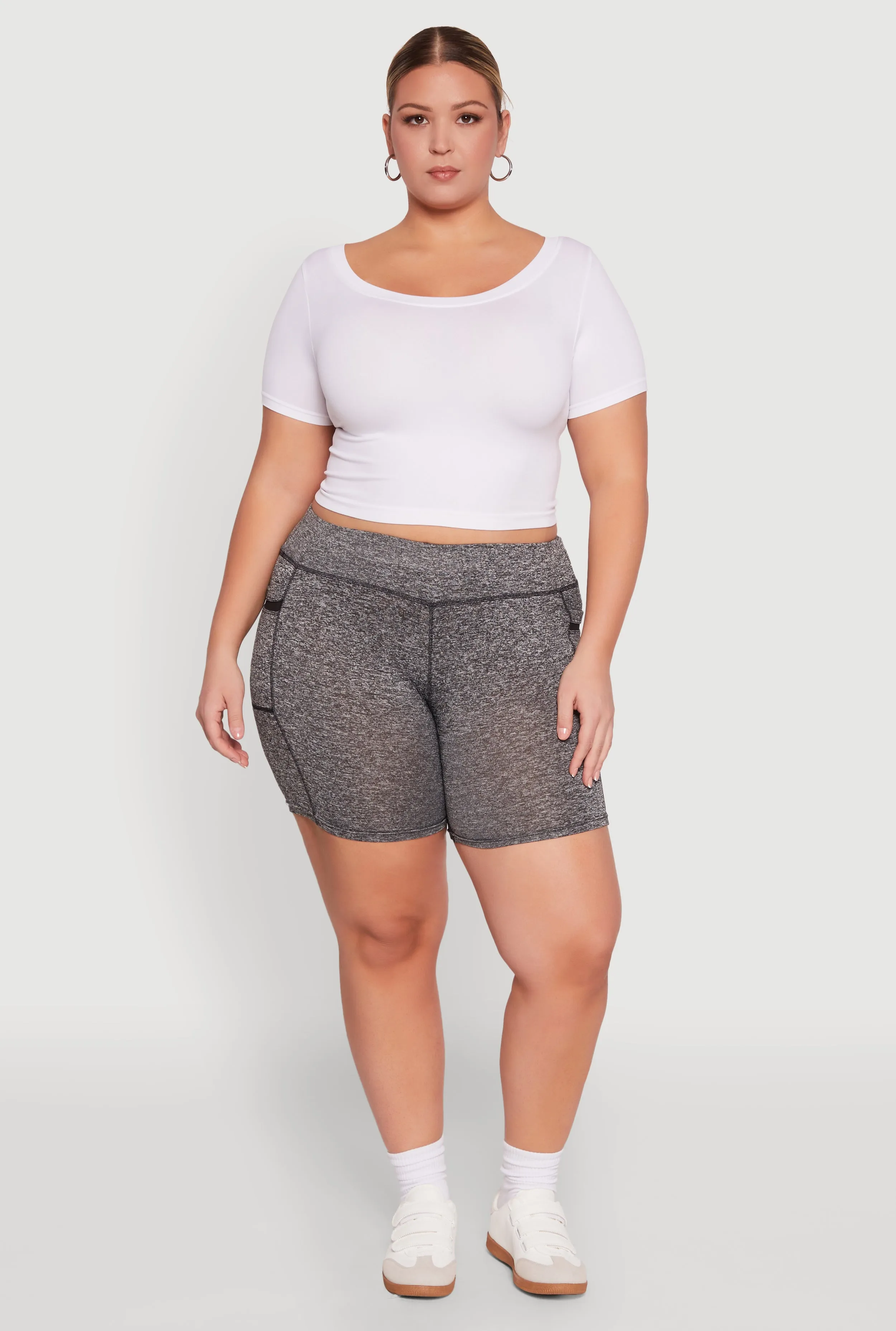 Plus Size High Waisted Biker Shorts with Cell Phone Pockets sold by Rainbow product image thumbnail 2