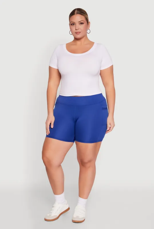 Plus Size High Waisted Biker Shorts with Cell Phone Pockets sold by Rainbow