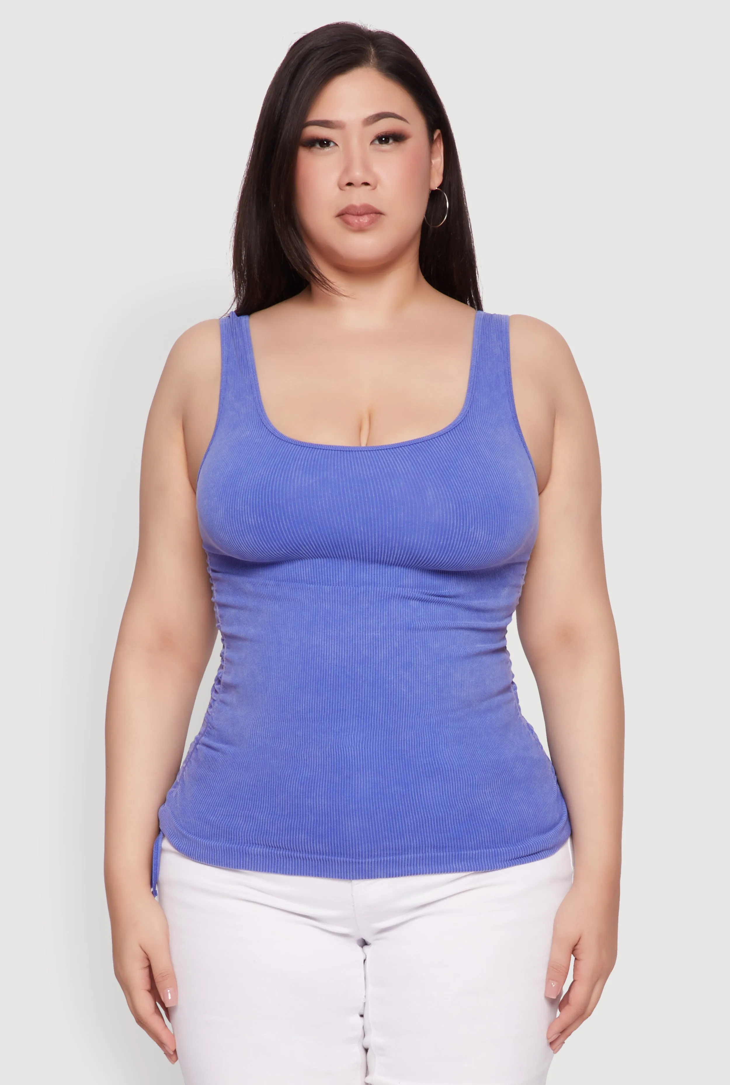 Plus Size Trendy Mineral Wash Side Ruched Tank Top sold by Rainbow product image thumbnail 2