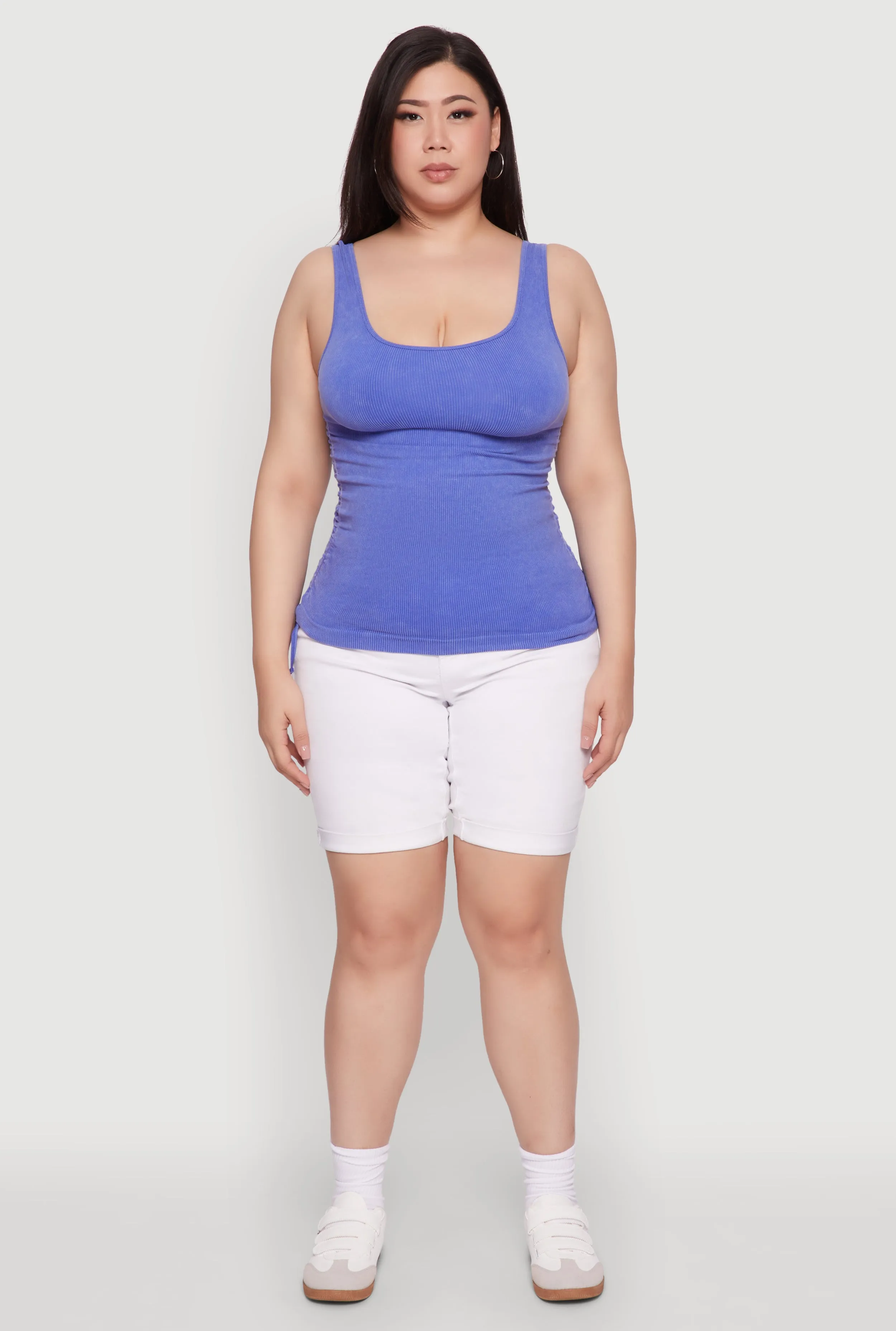 Plus Size Trendy Mineral Wash Side Ruched Tank Top sold by Rainbow product image thumbnail 3