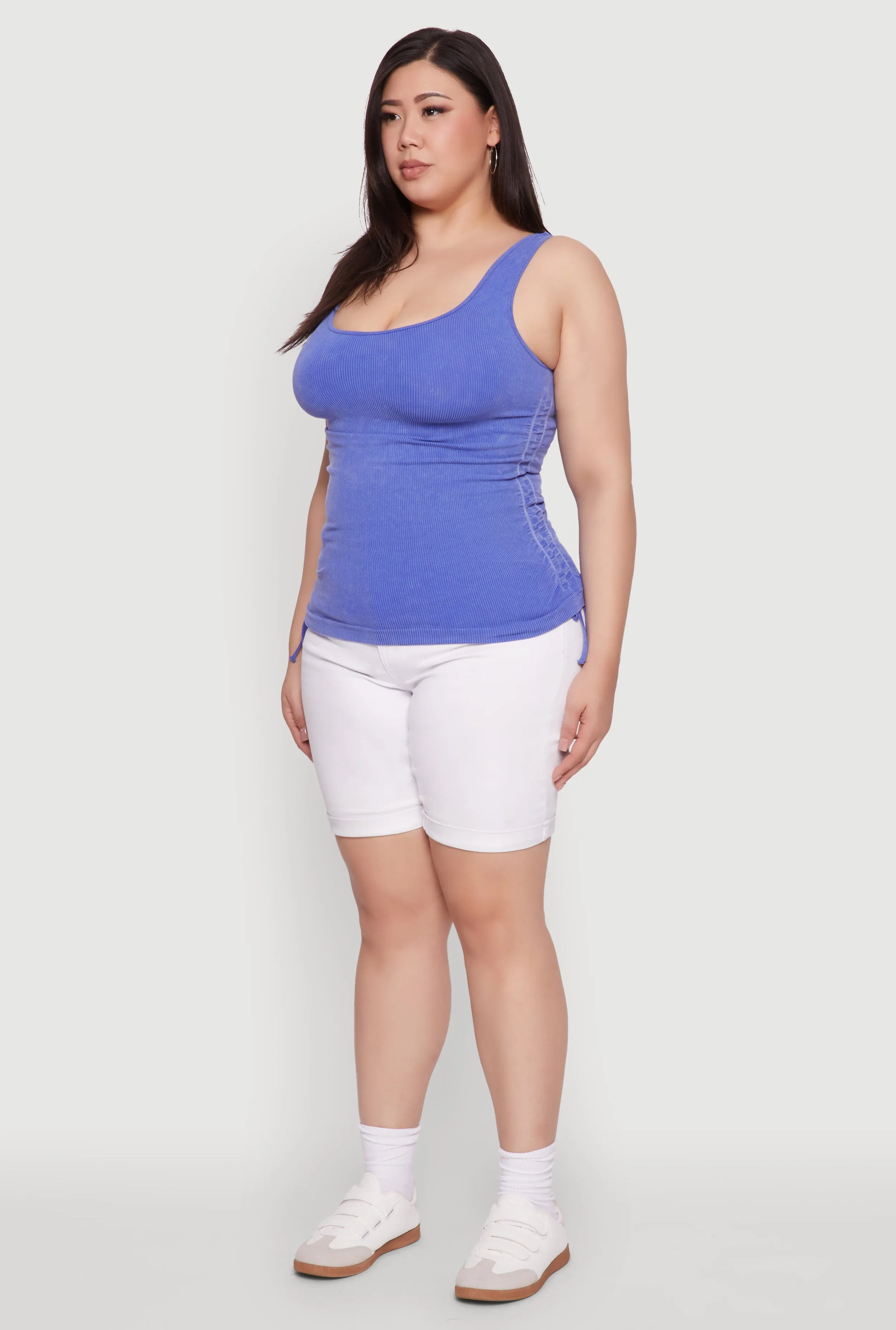 Plus Size Trendy Mineral Wash Side Ruched Tank Top sold by Rainbow product image thumbnail 5