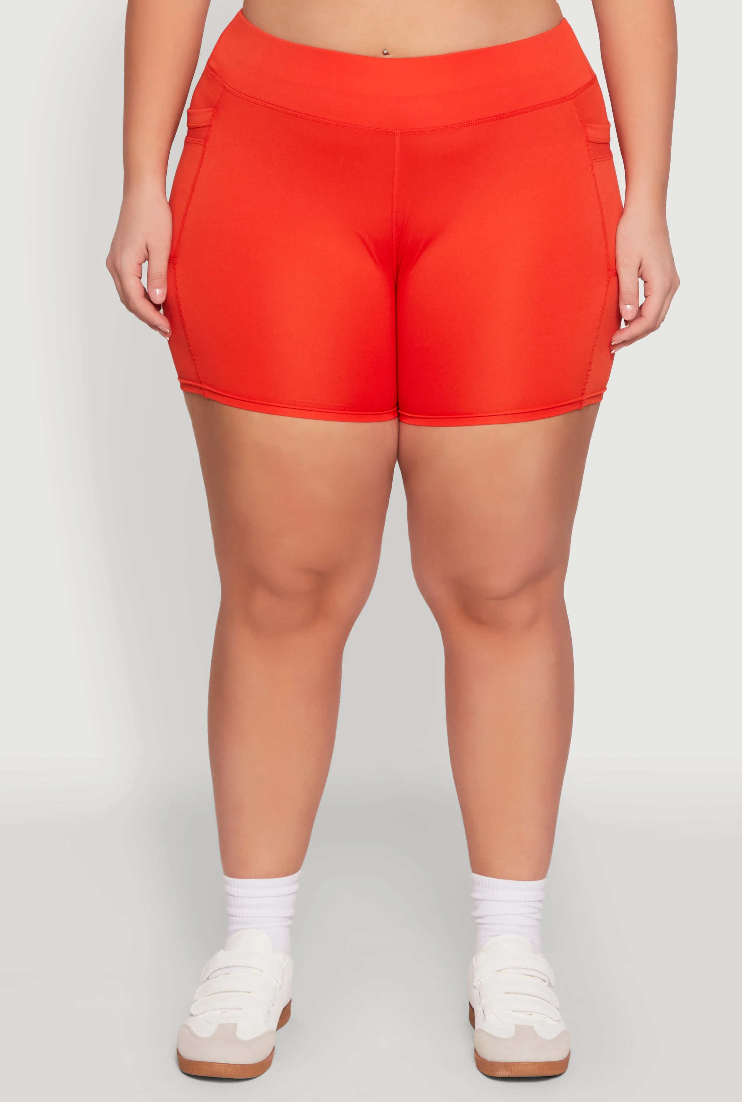 Plus Size High Waisted Biker Shorts with Cell Phone Pockets sold by Rainbow product image thumbnail 5