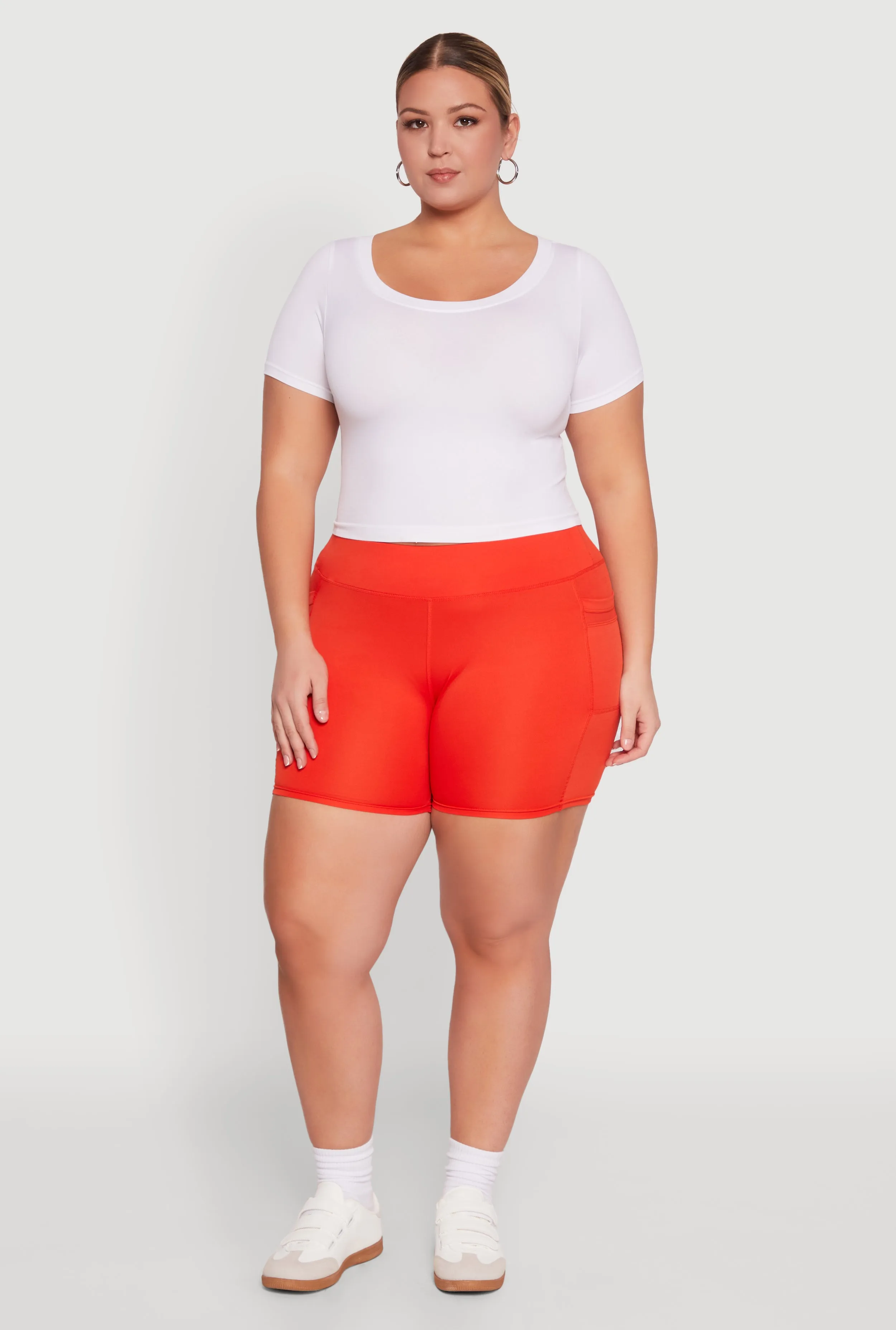 Plus Size High Waisted Biker Shorts with Cell Phone Pockets sold by Rainbow product image thumbnail 2