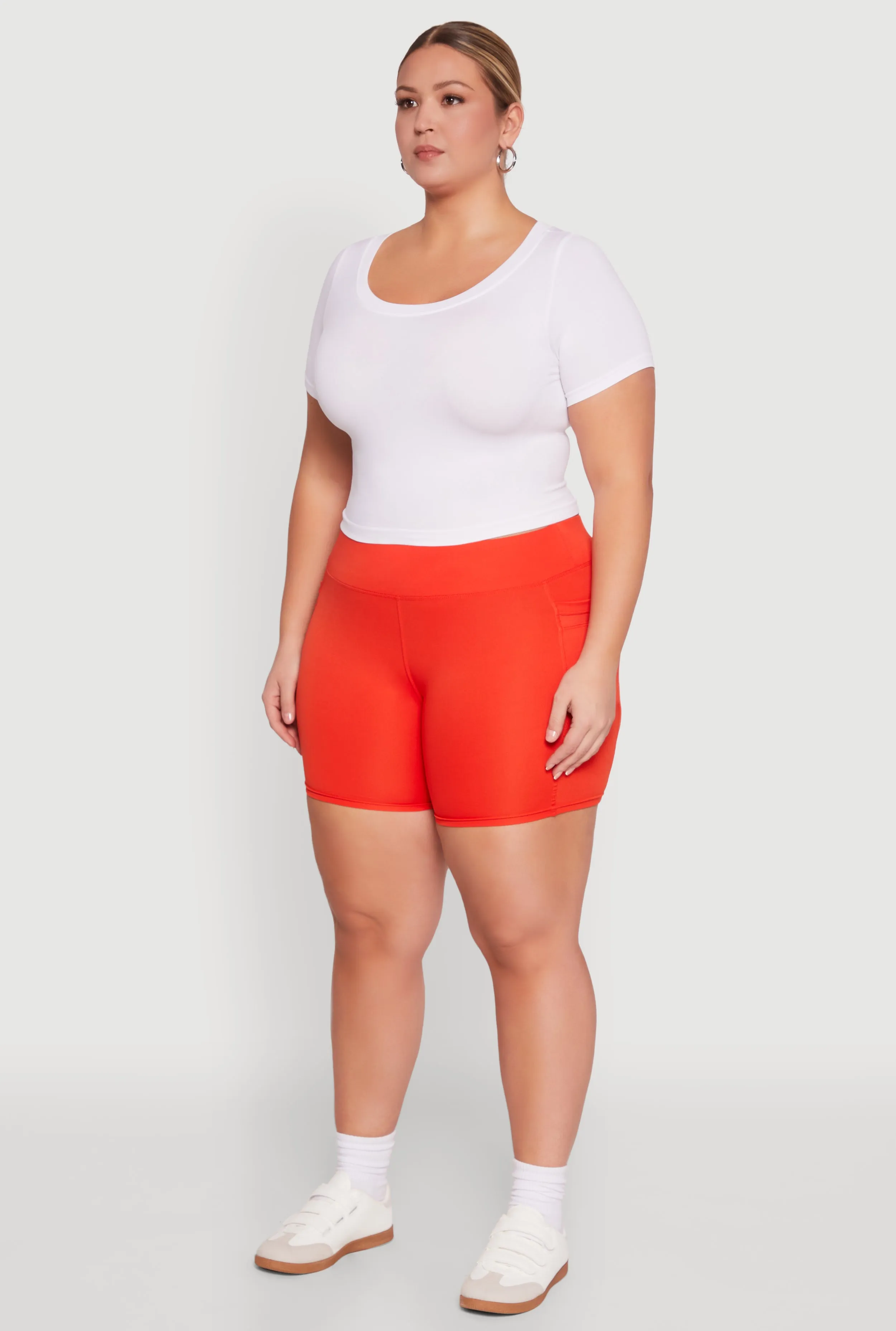 Plus Size High Waisted Biker Shorts with Cell Phone Pockets sold by Rainbow product image thumbnail 3