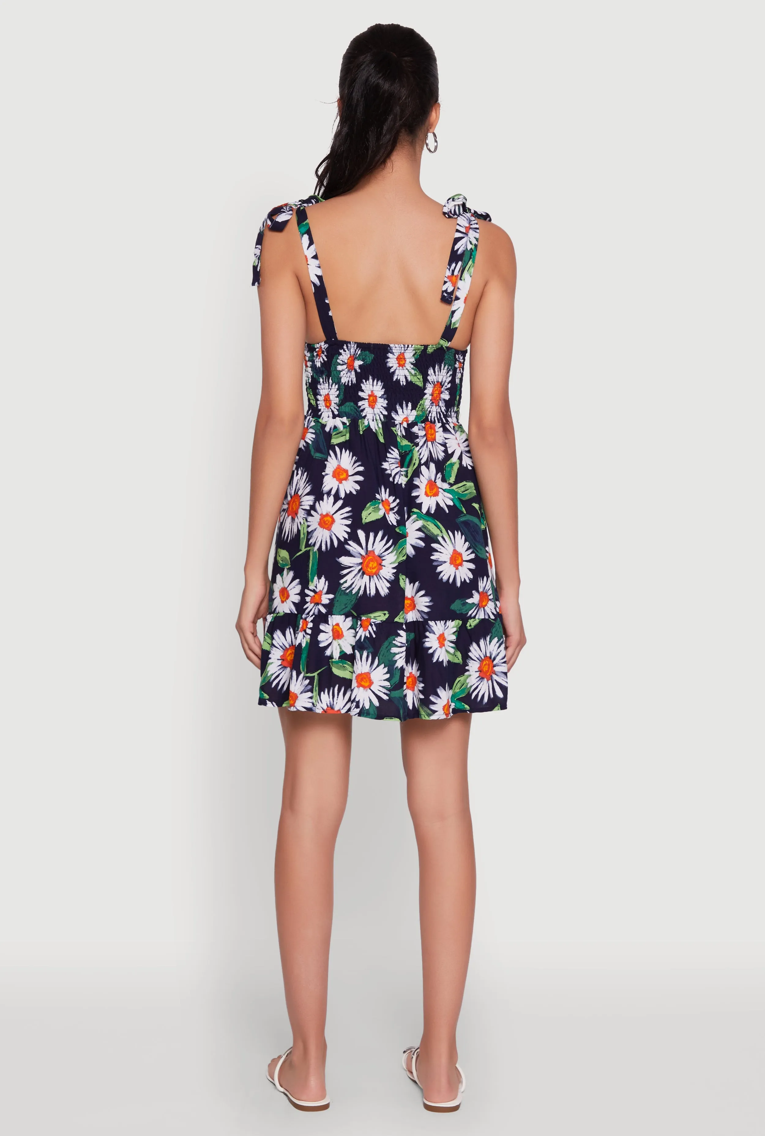 Floral Daisy Print Sleeveless Sundress with Tie Straps sold by Rainbow product image thumbnail 5