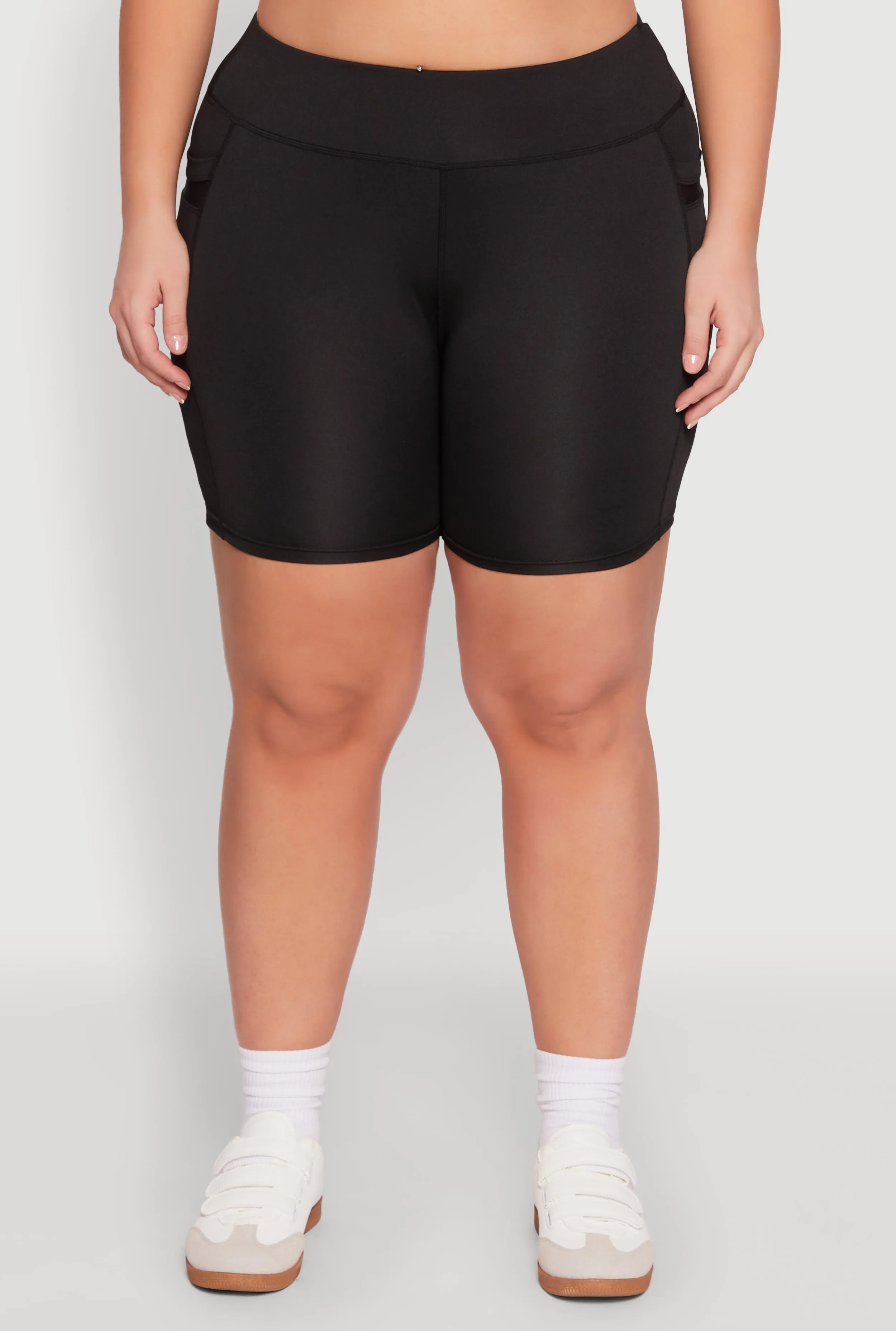 Plus Size High Waisted Biker Shorts with Cell Phone Pockets sold by Rainbow product image thumbnail 5