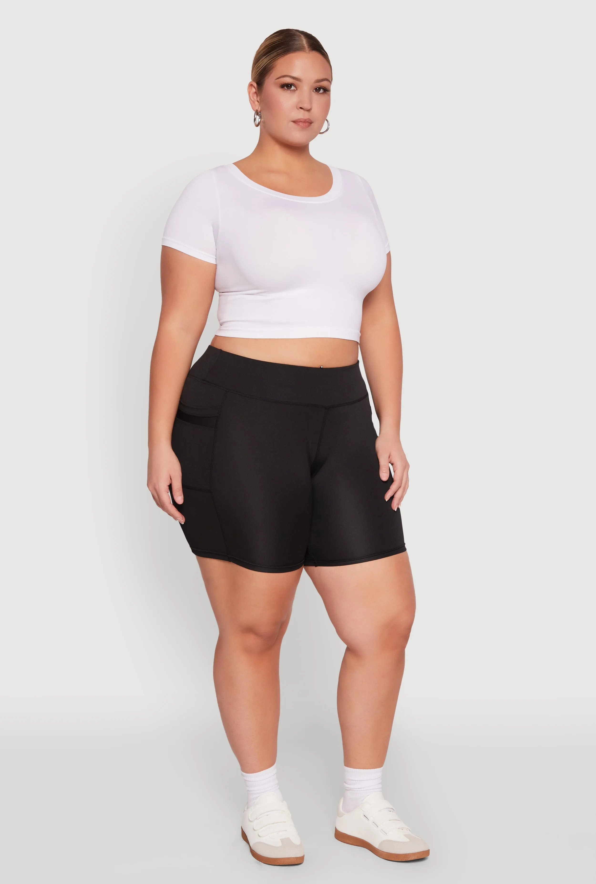 Plus Size High Waisted Biker Shorts with Cell Phone Pockets sold by Rainbow product image thumbnail 2