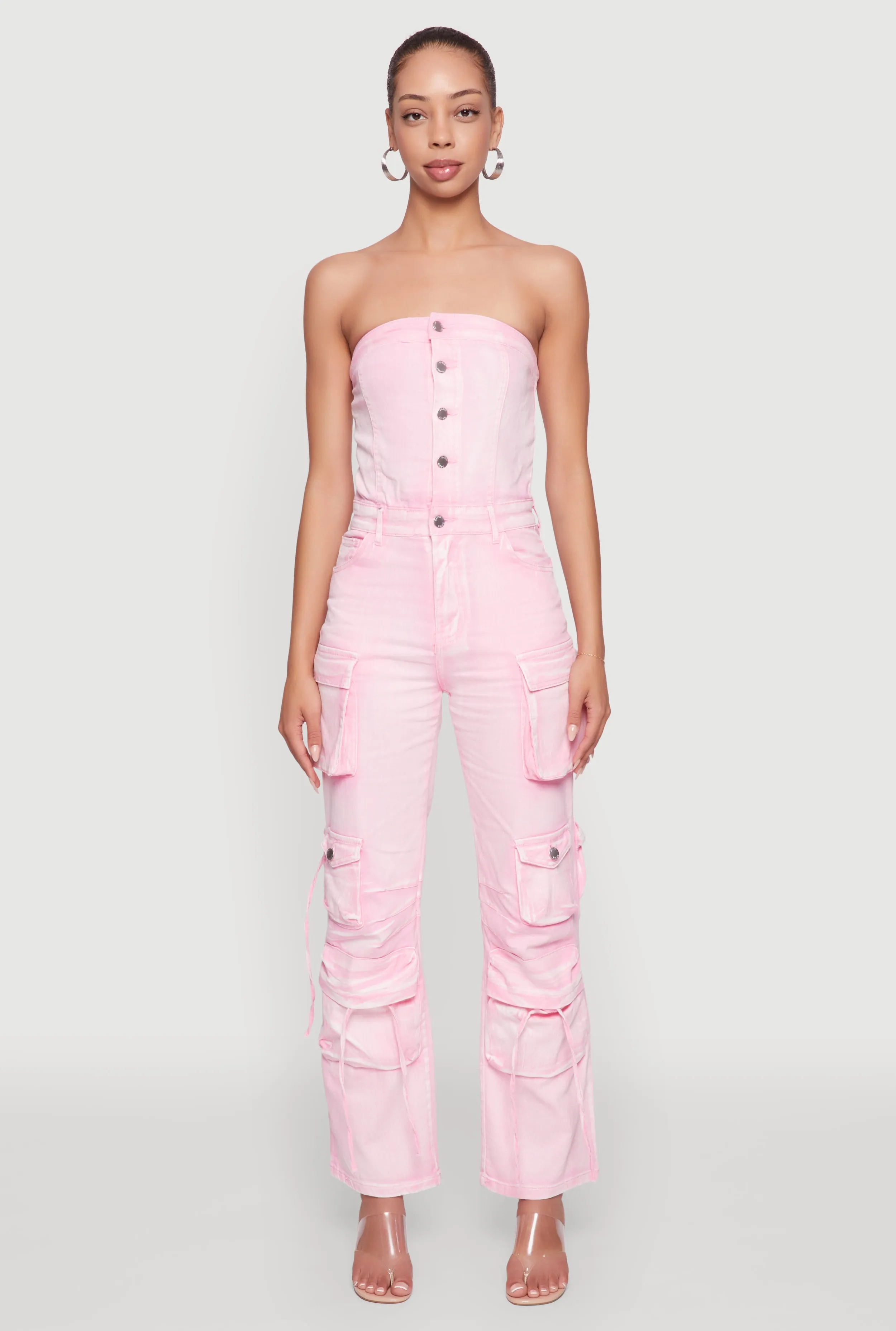 Daisy Denim Strapless Flare Jumpsuit with Cargo Pockets sold by Rainbow product image thumbnail 2